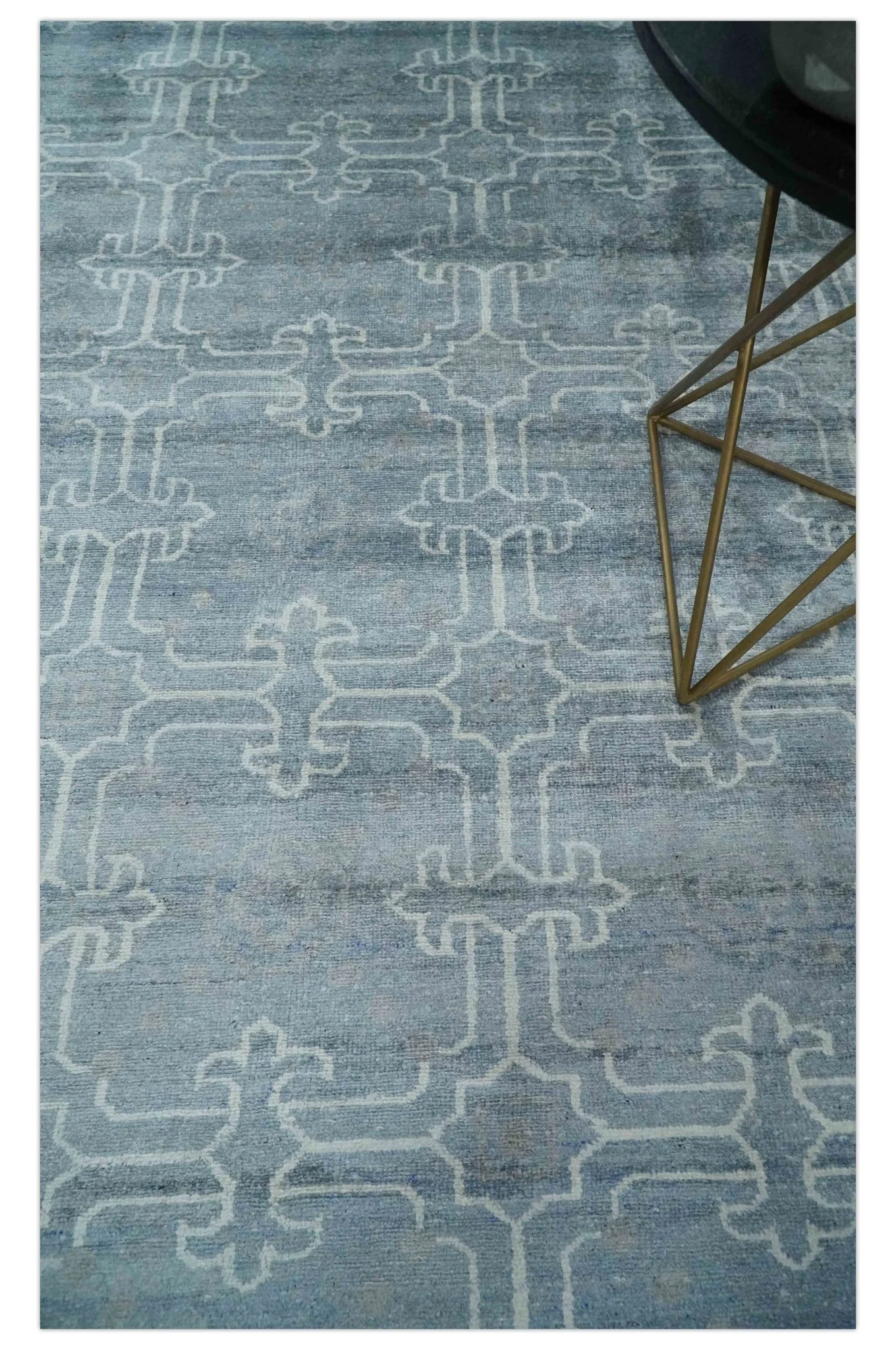 6x9 Hand Woven Silver, Charcoal and Ivory Low pile wool area Rug - Image 2