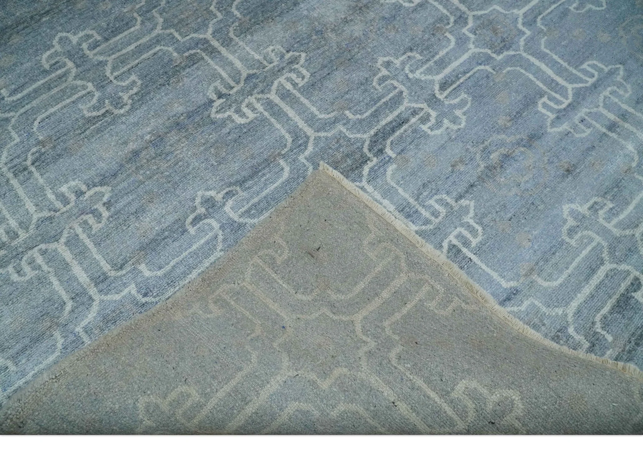 6x9 Hand Woven Silver, Charcoal and Ivory Low pile wool area Rug - Image 7