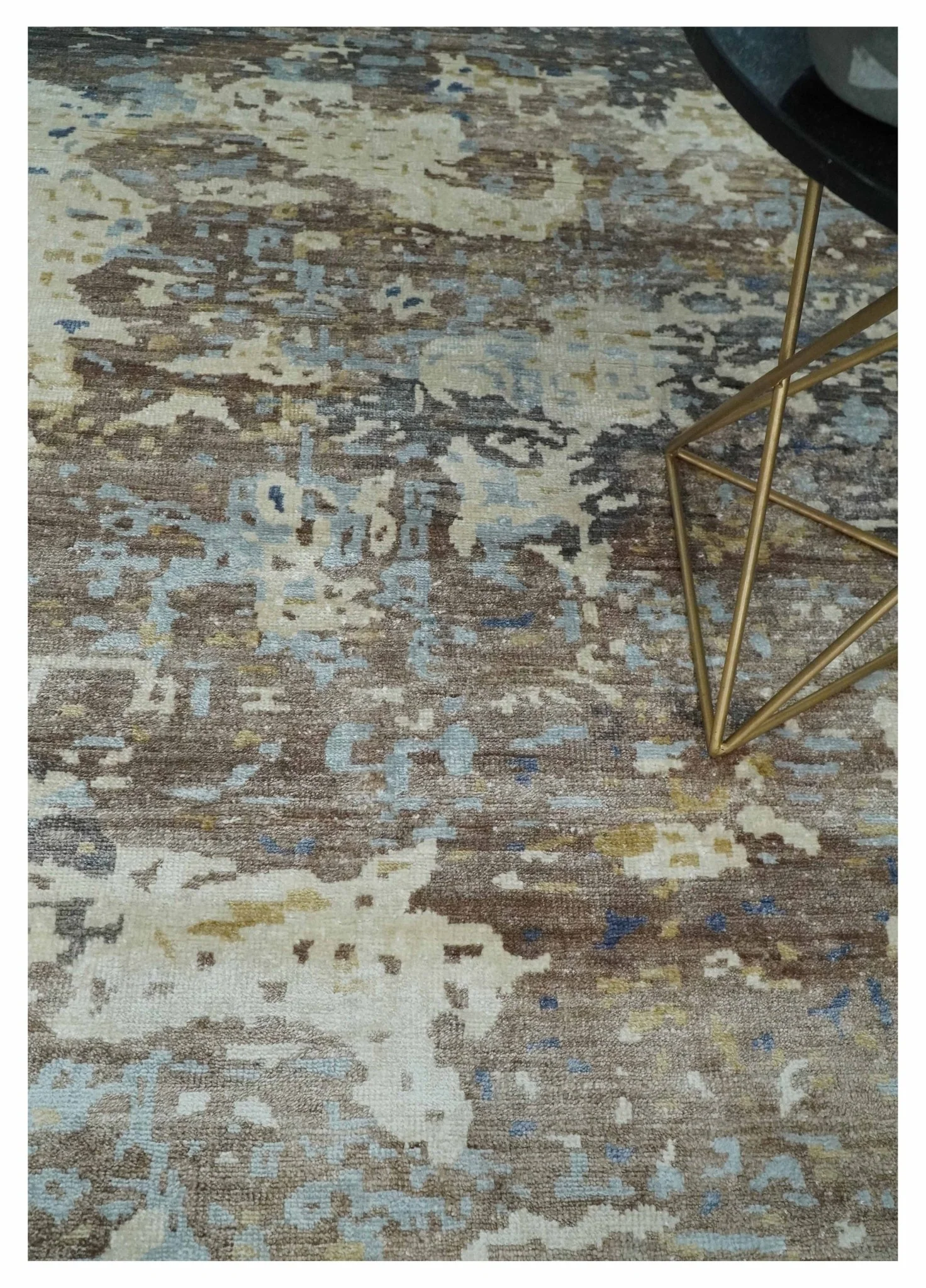 6x9 Ivory, Charcoal and Silver Modern Abstract Hand Knotted Wool Area Rug - Image 2