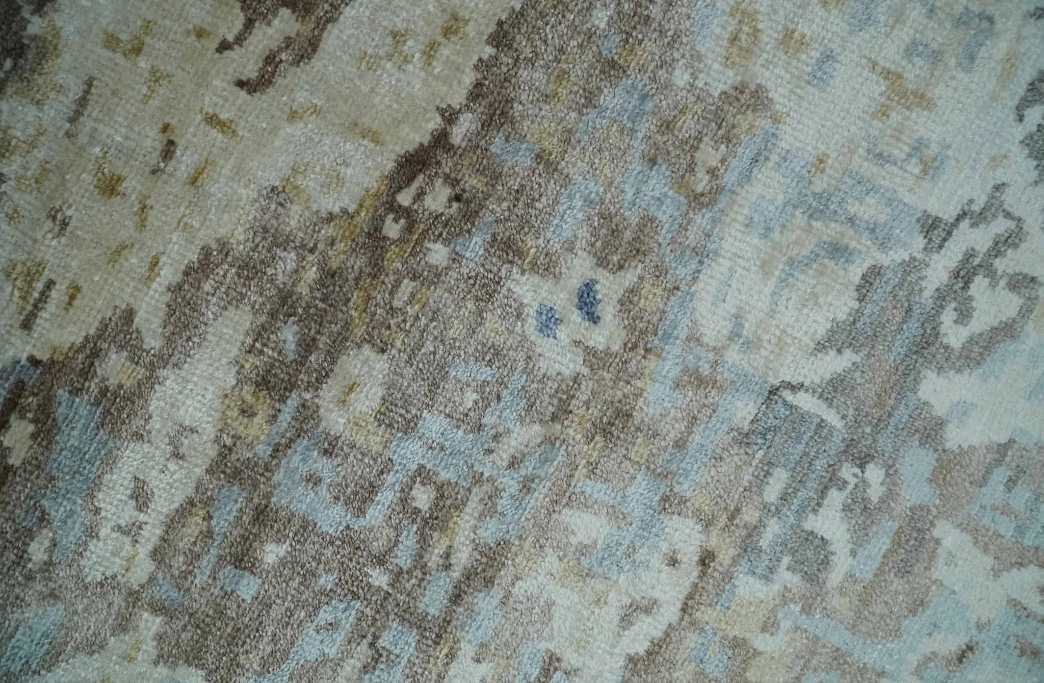 6x9 Ivory, Charcoal and Silver Modern Abstract Hand Knotted Wool Area Rug - Image 4