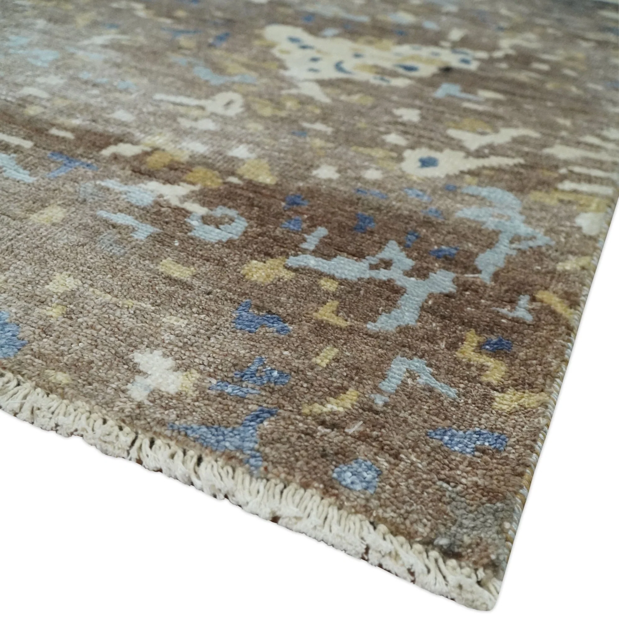 6x9 Ivory, Charcoal and Silver Modern Abstract Hand Knotted Wool Area Rug - Image 5