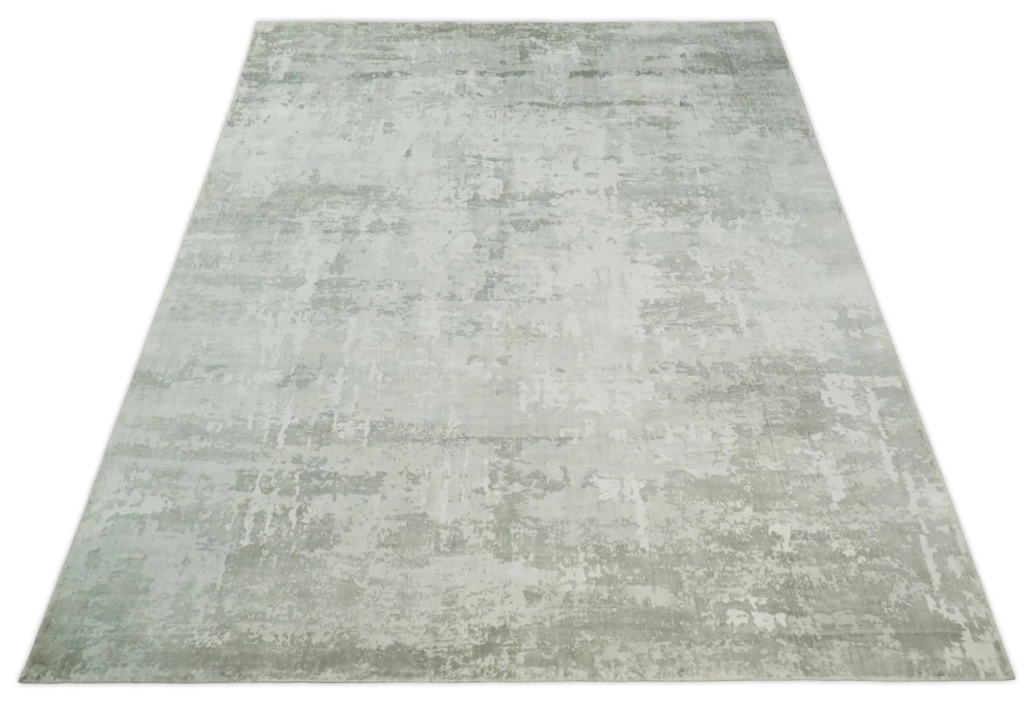 7.11x9.7 Modern Abstract Ivory and Camel Contemporary Wool Area Rug - Image 11