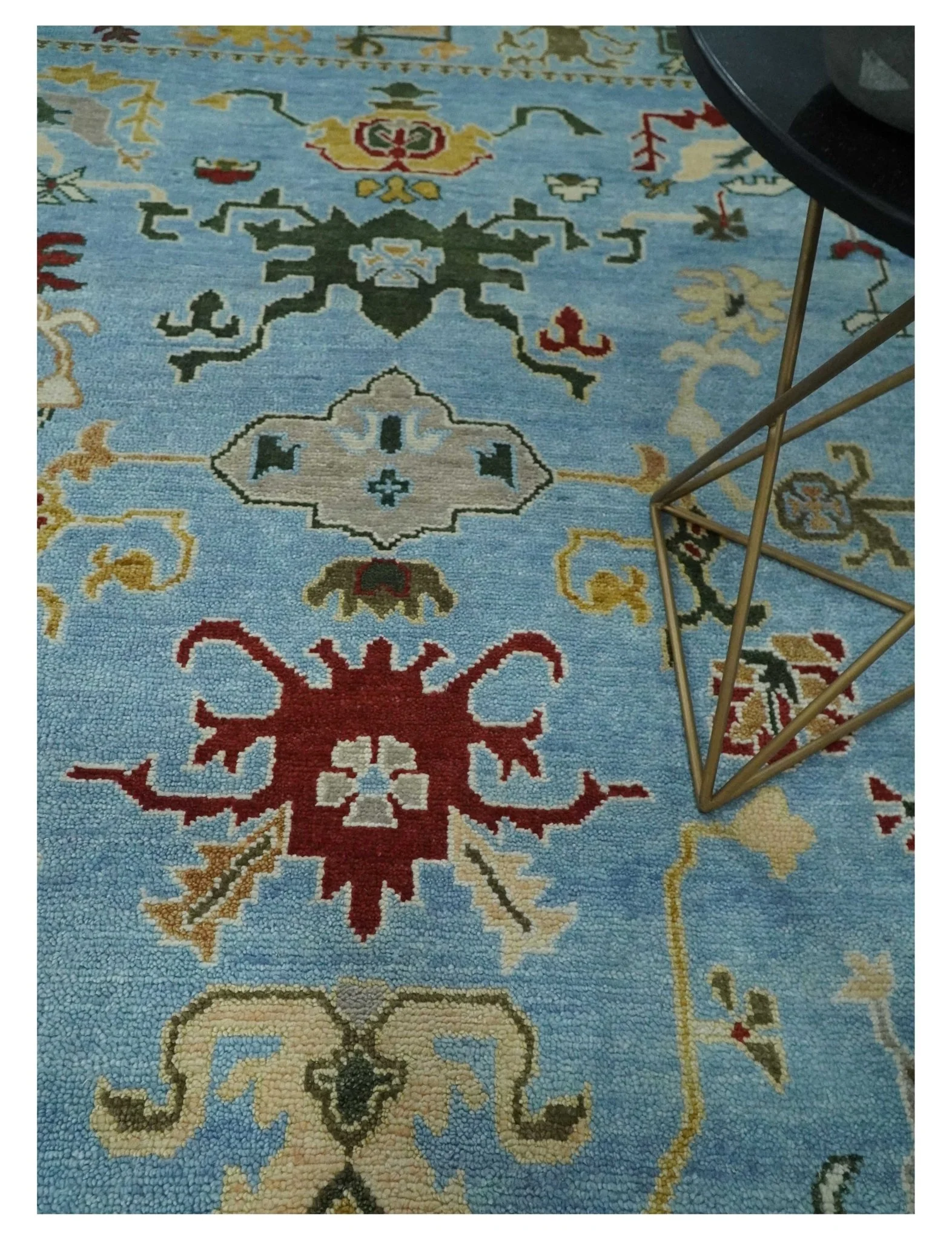 7.7x9.9 hand knotted Blue Vibrant Colorful Traditional Oushak Rug - Image 2