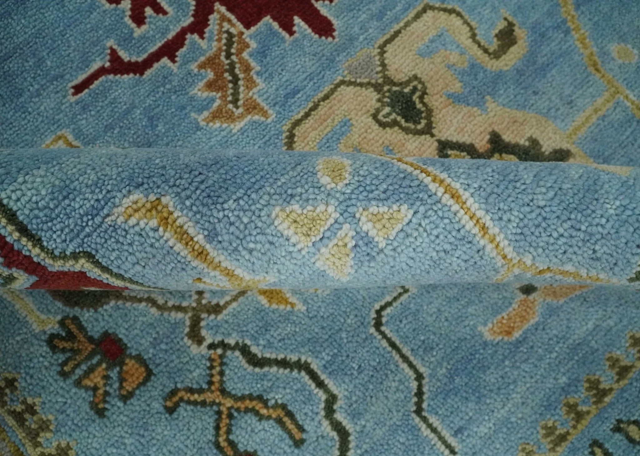 7.7x9.9 hand knotted Blue Vibrant Colorful Traditional Oushak Rug - Image 6