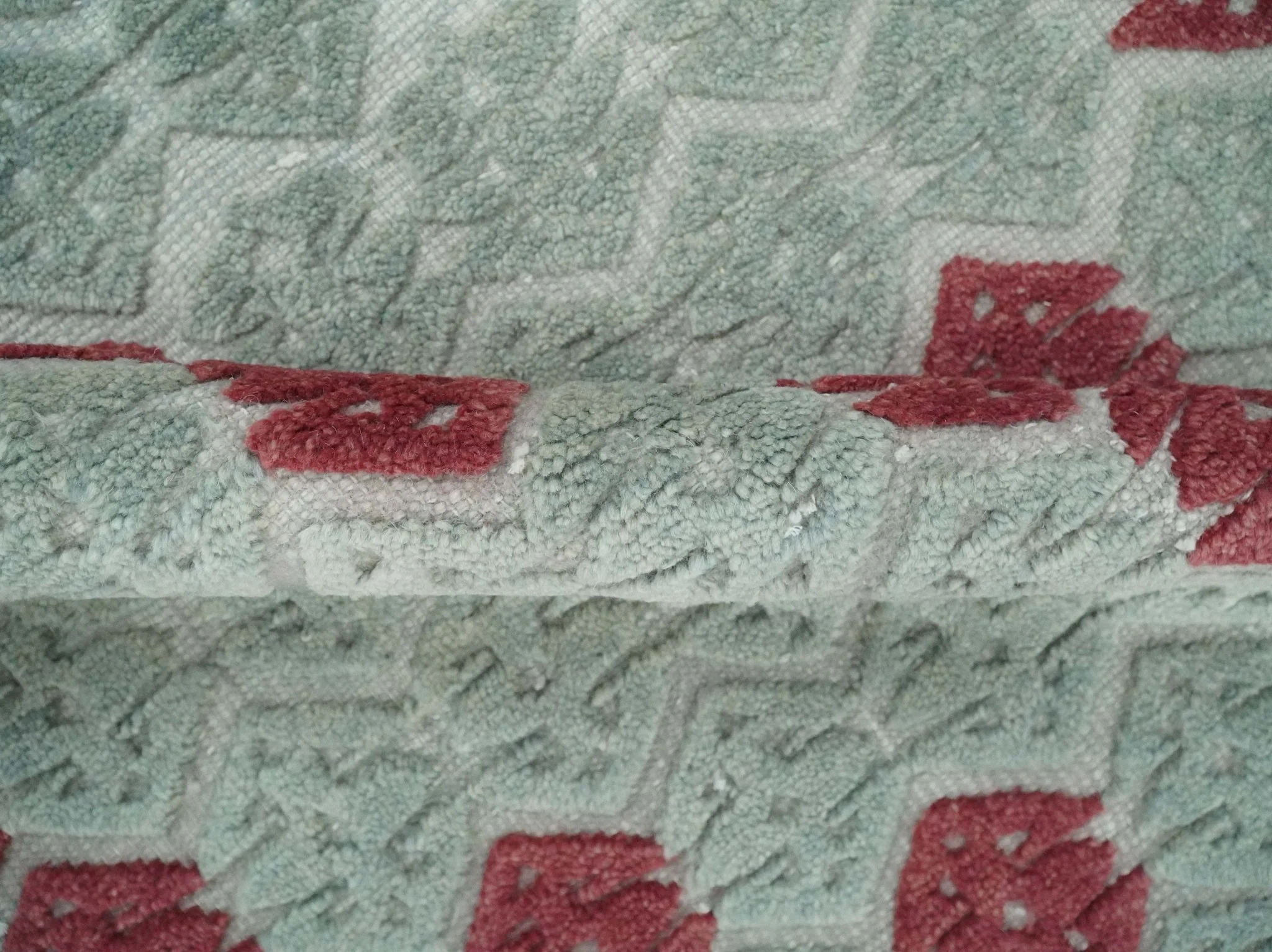 7x10 Hand Knotted Green, Red and Blue Traditional Persian Oushak Wool Rug | AC7710 - Image 10