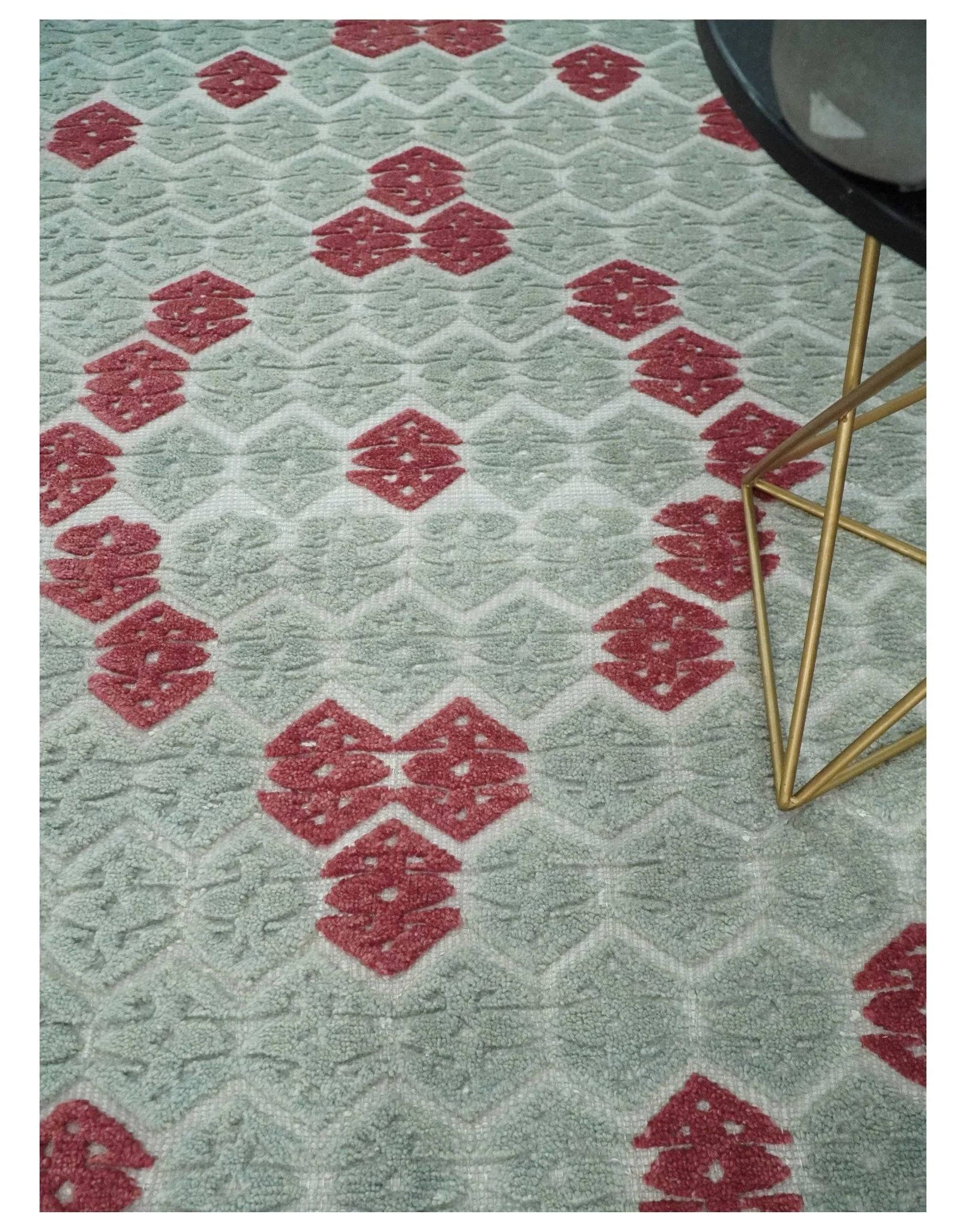 7x10 Hand Knotted Green, Red and Blue Traditional Persian Oushak Wool Rug | AC7710 - Image 2
