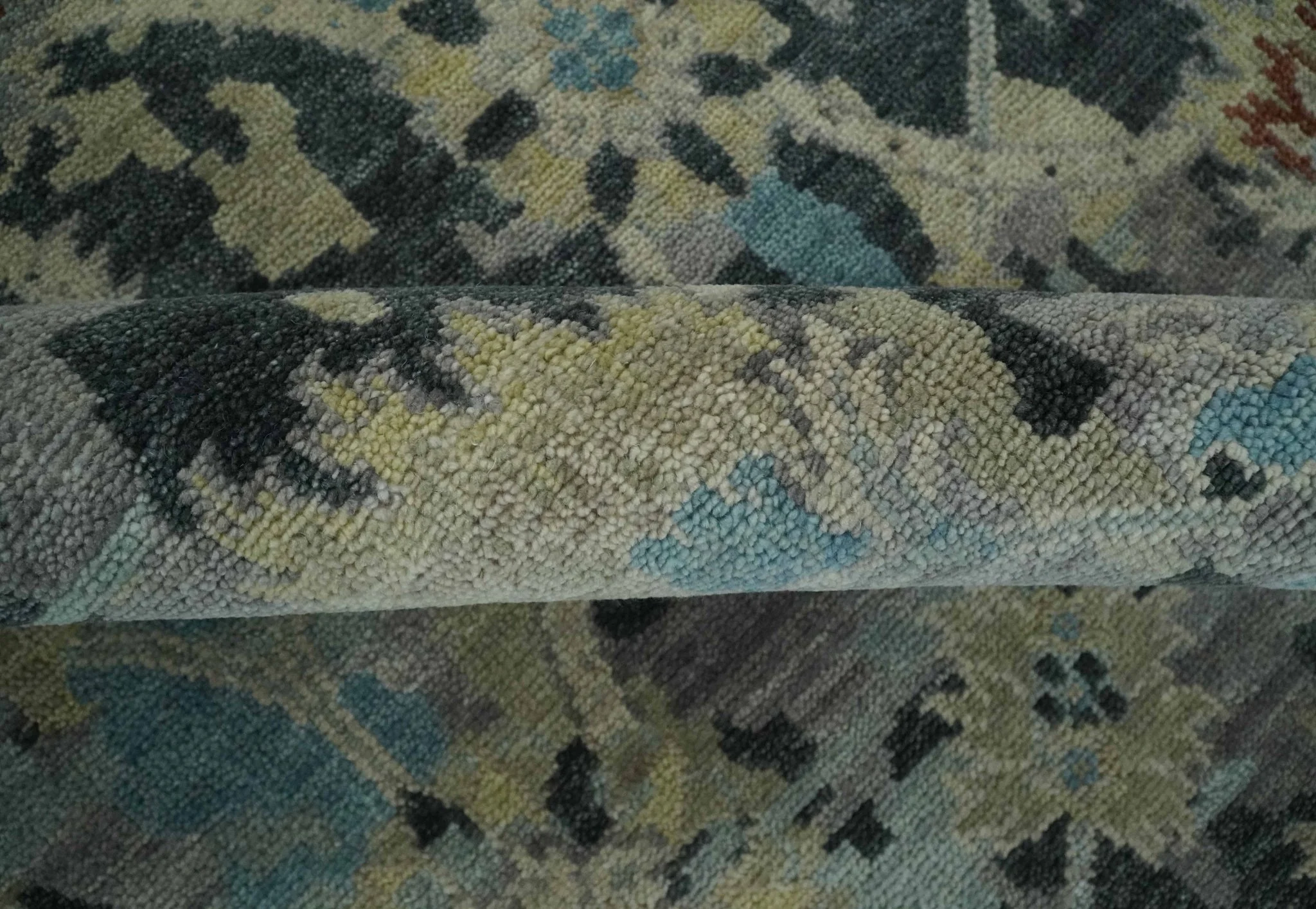 Transitional 9x12 Hand Knotted Silver, Charcoal and Beige Wool Area Rug - Image 6