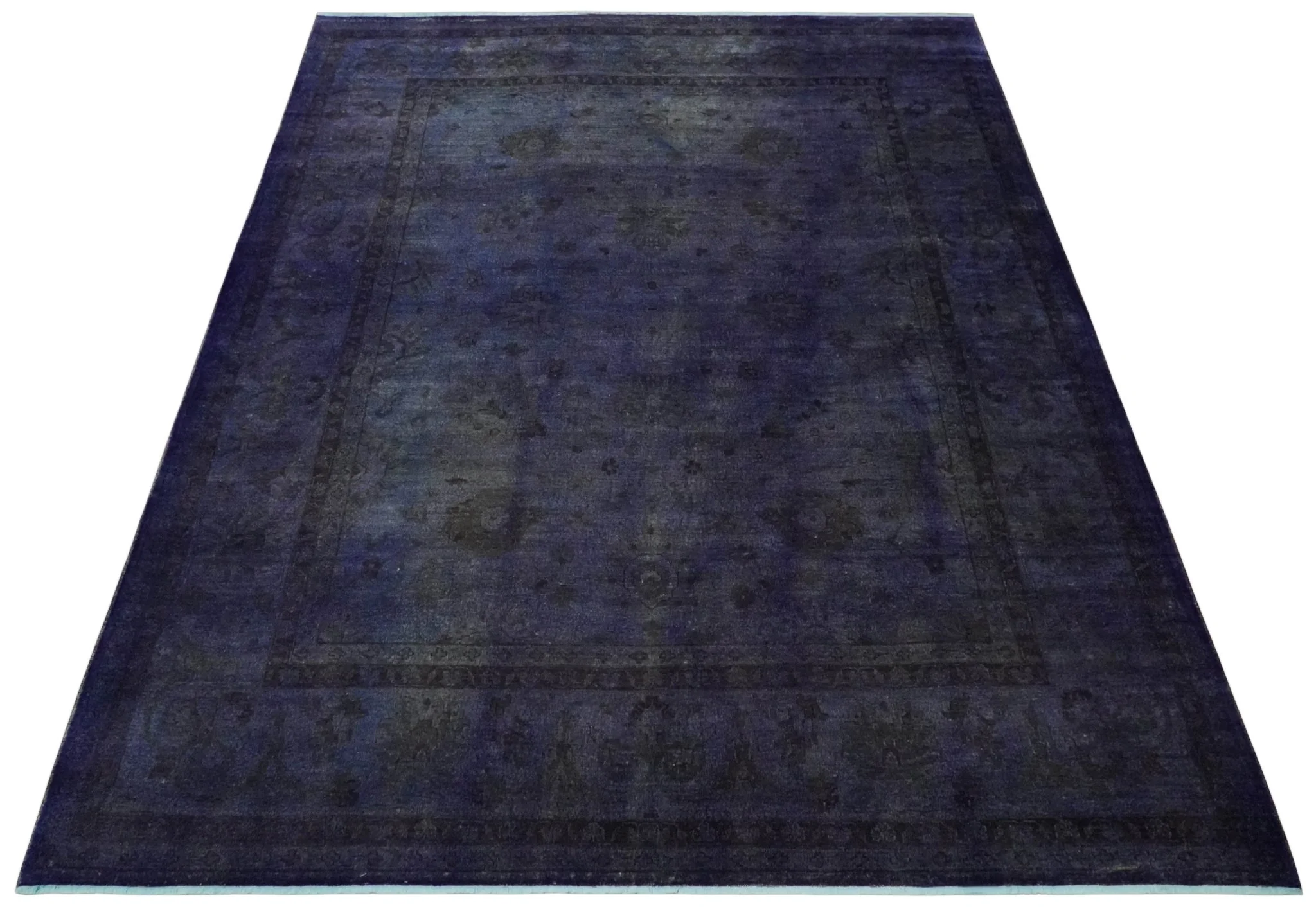 8.4x11.5 Overdyed Royal Dark Purple Hand Knotted Traditional Oushak Wool Area Rug - Image 10