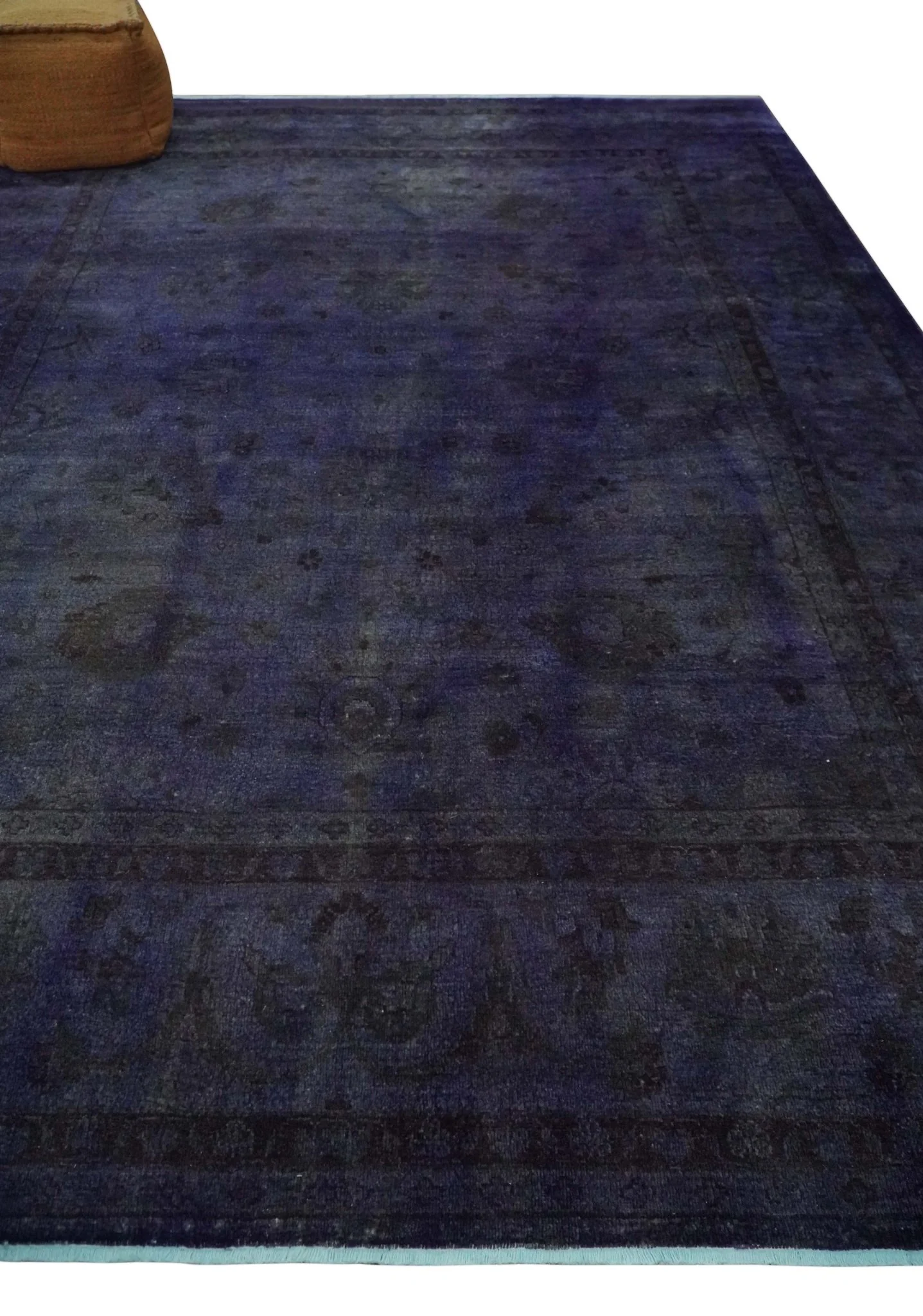 8.4x11.5 Overdyed Royal Dark Purple Hand Knotted Traditional Oushak Wool Area Rug - Image 3