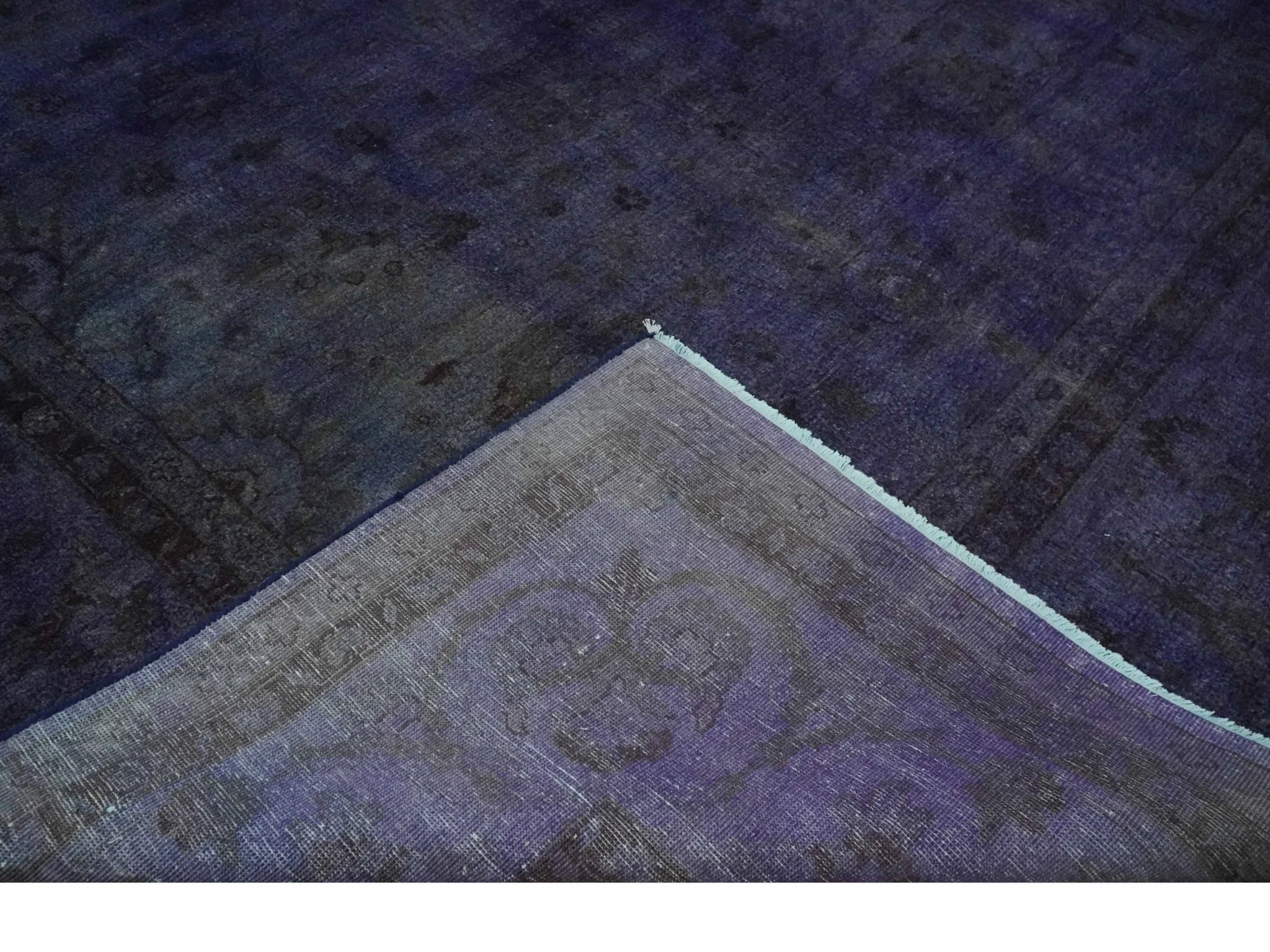 8.4x11.5 Overdyed Royal Dark Purple Hand Knotted Traditional Oushak Wool Area Rug - Image 7