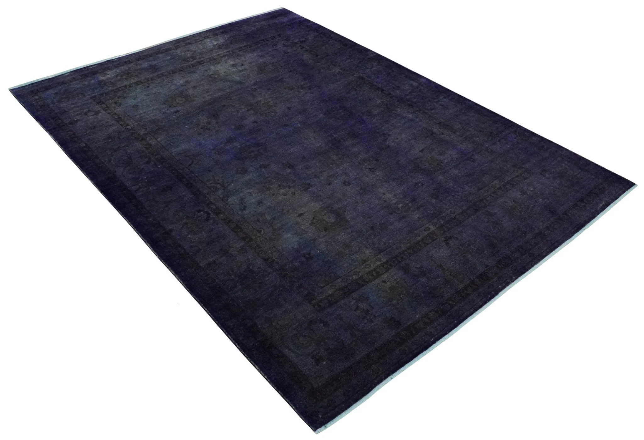 8.4x11.5 Overdyed Royal Dark Purple Hand Knotted Traditional Oushak Wool Area Rug - Image 9