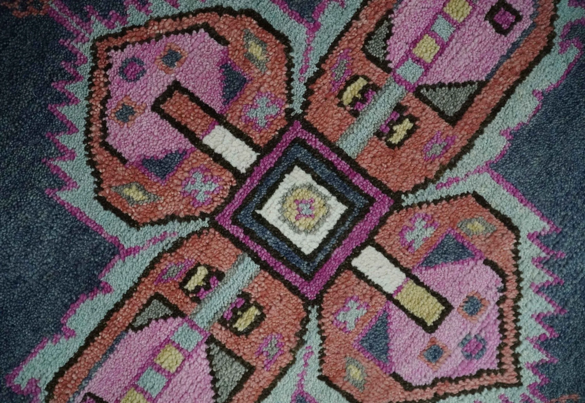 8x10 Hand Knotted Charcoal, Silver and Pink Traditional Wool Area Rug - Image 4
