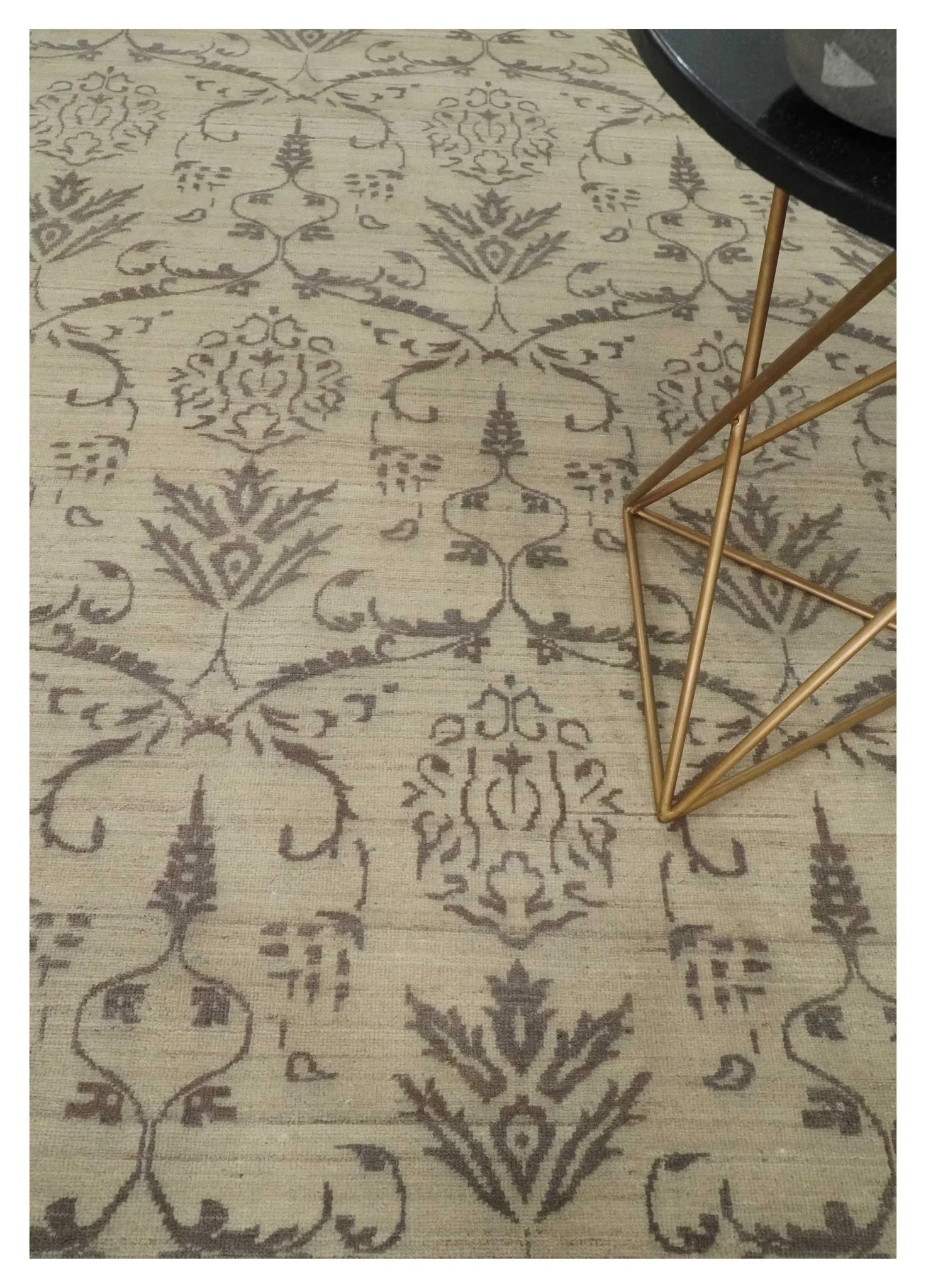 Neutral 8x10 Hand Knotted Camel and Brown Floral Traditional Antique Style Wool Area Rug - Image 2