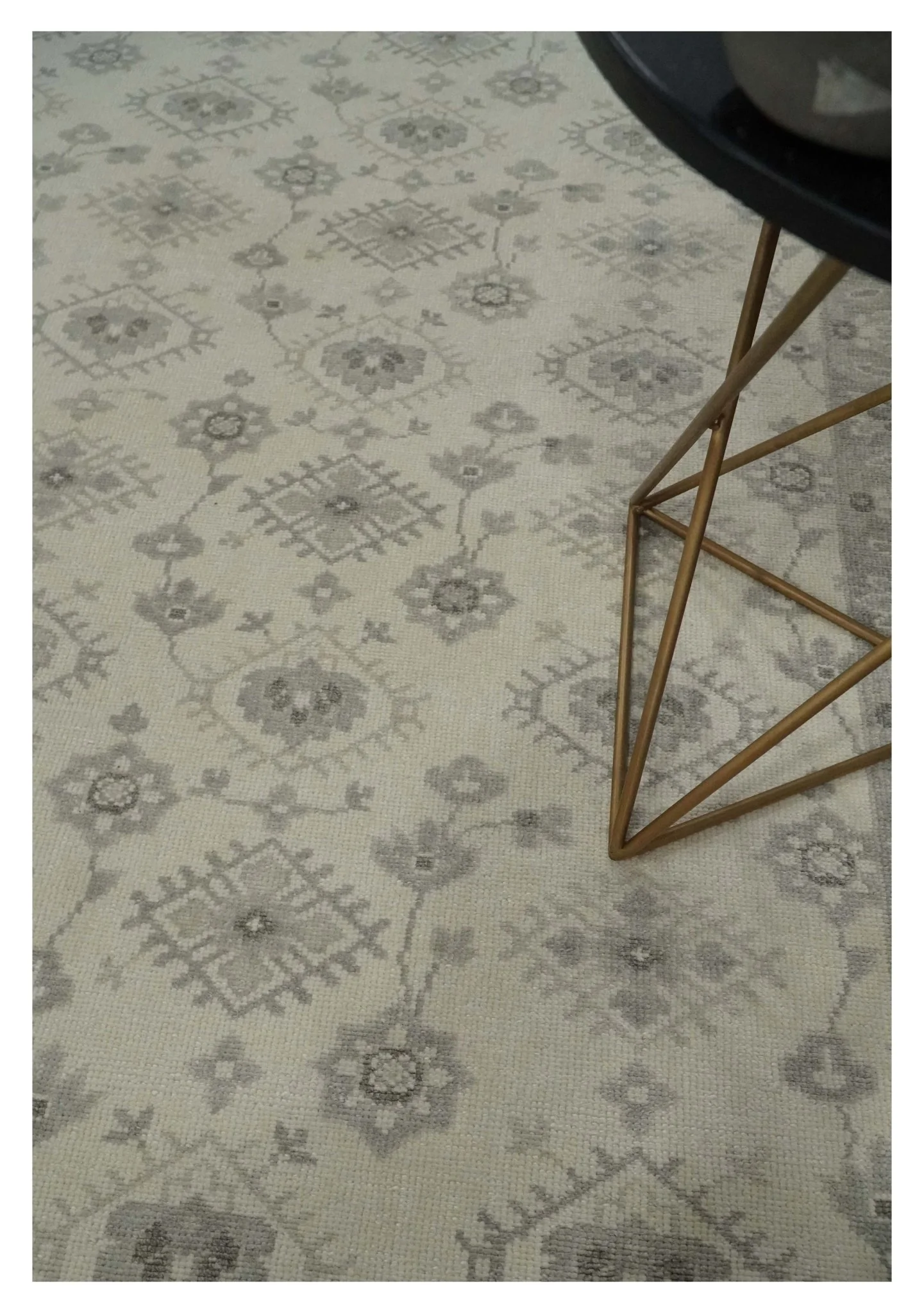 Earthy Contemporary 8x10 Traditional Ivory and Gray Antique Style Hand knotted Wool Area Rug - Image 2