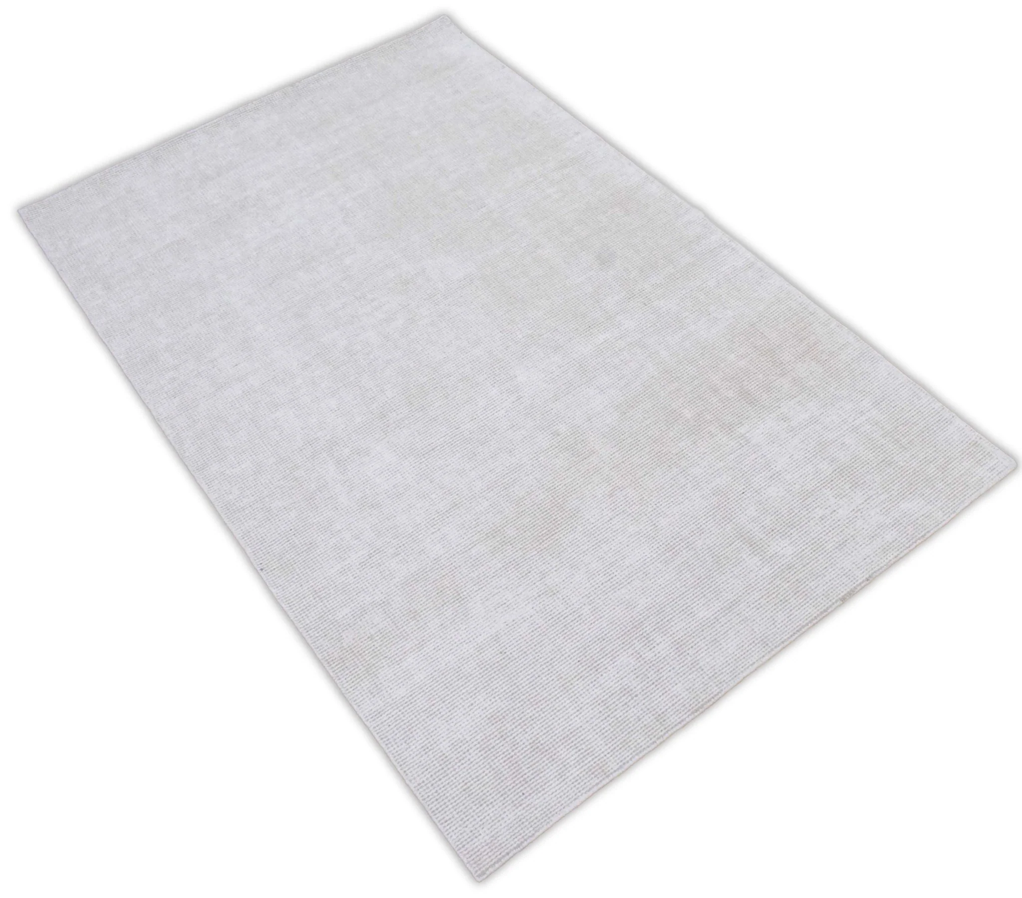 2x3, 5x8, 6x9 and 8x10 Solid Ivory Hand Made Textured Wool Area Rug | Low Pile | No Shedding | TRD163 - Image 4
