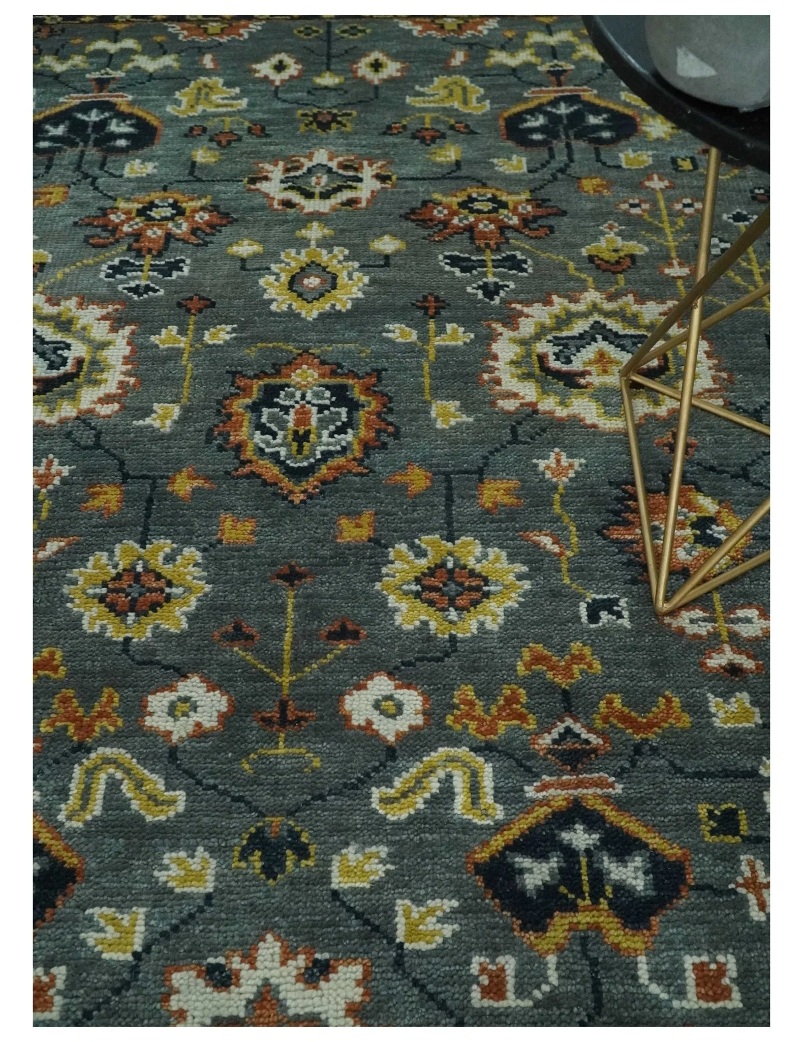 Antique 8x10 Gray and Ivory Traditional Persian Oushak Wool Rug | TRDCP1114810 - Image 2