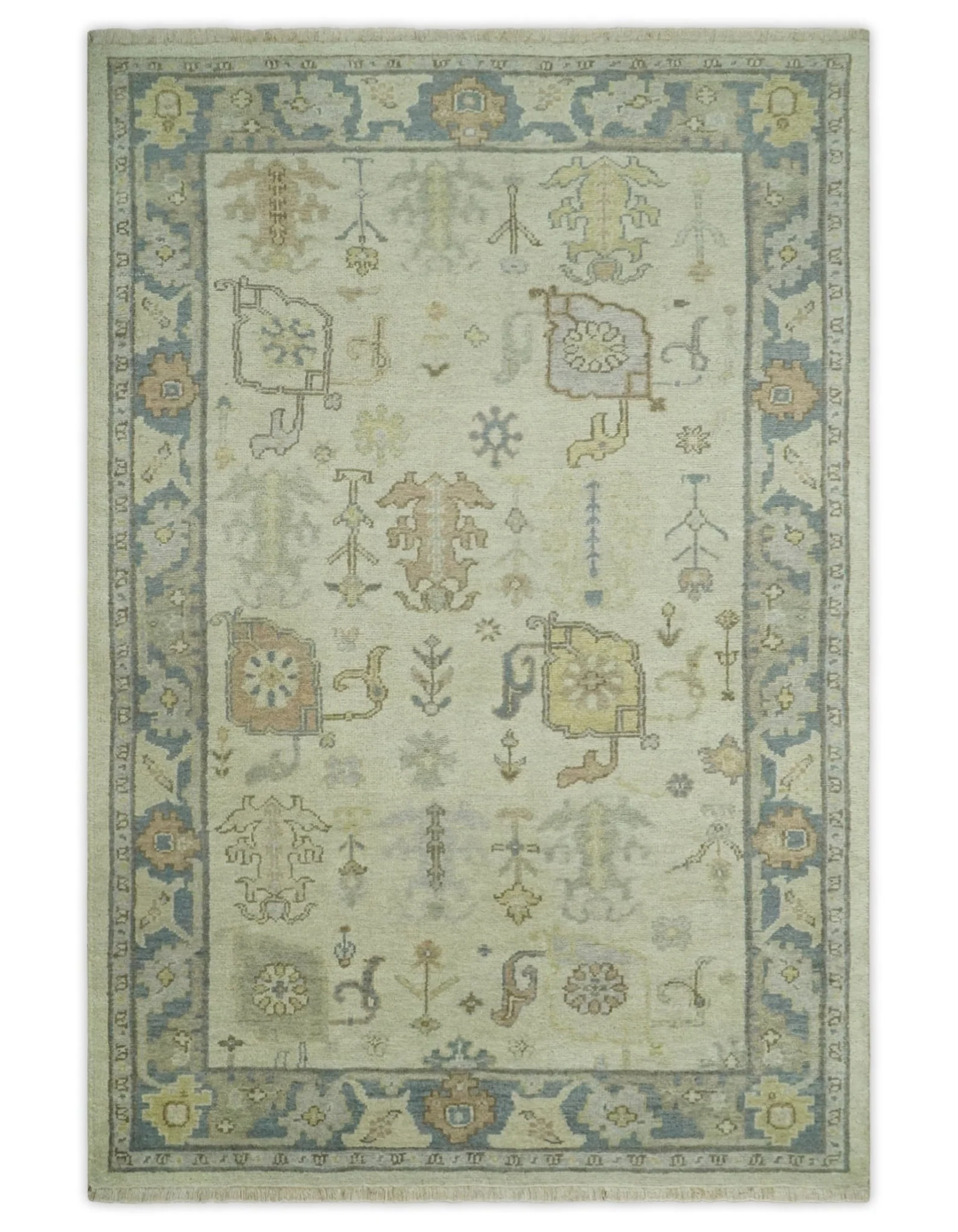 Antique Brown, Gray and Beige 8x10, 6x9 and 4x6 Hand Knotted Traditional Persian Oushak Wool Rug | AC2 - Image 12