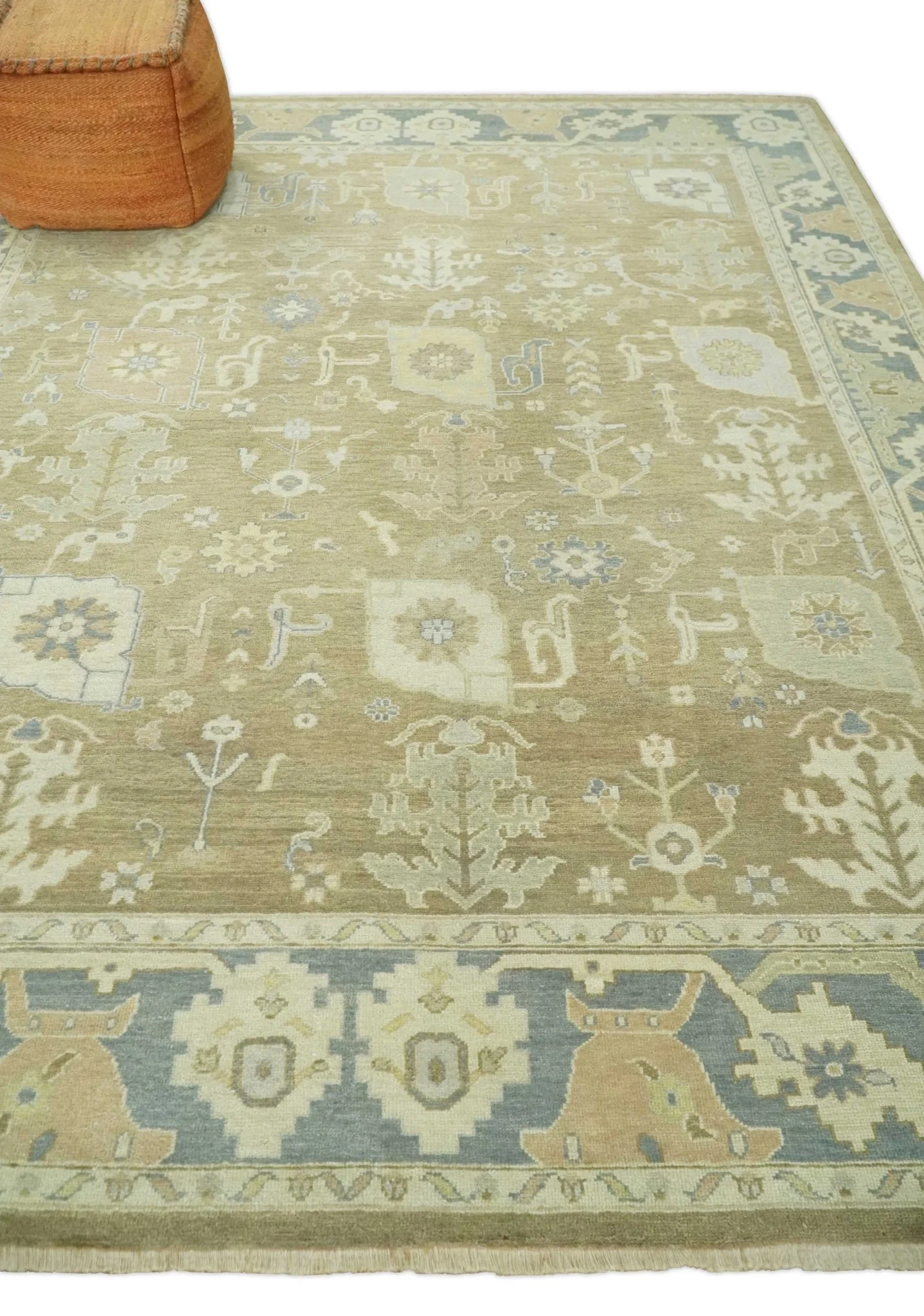 Antique Brown, Gray and Beige 8x10, 6x9 and 4x6 Hand Knotted Traditional Persian Oushak Wool Rug | AC2 - Image 3