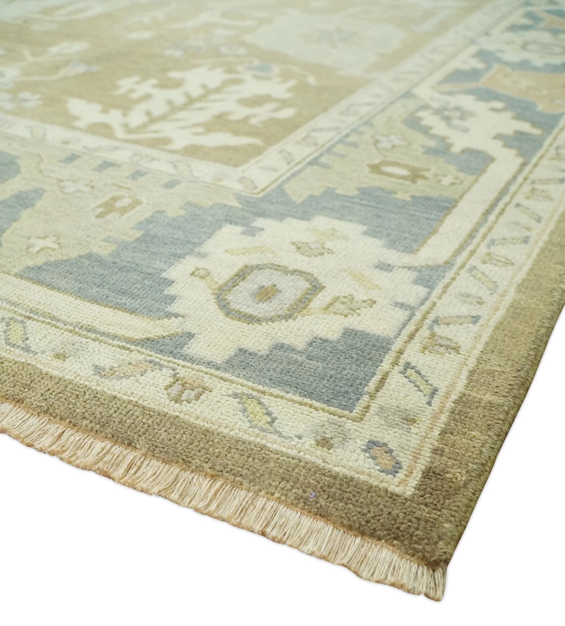 Antique Brown, Gray and Beige 8x10, 6x9 and 4x6 Hand Knotted Traditional Persian Oushak Wool Rug | AC2 - Image 4