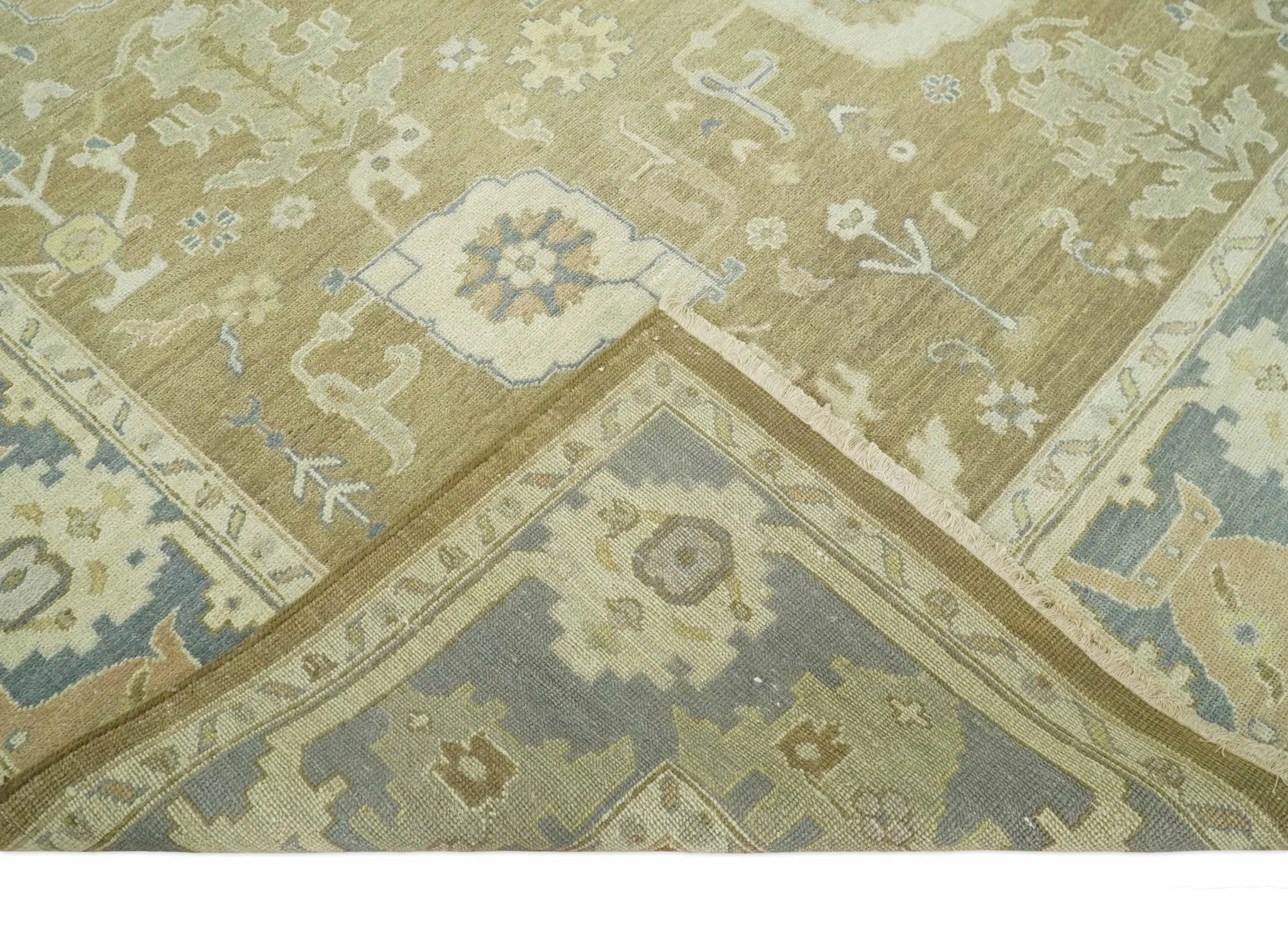 Antique Brown, Gray and Beige 8x10, 6x9 and 4x6 Hand Knotted Traditional Persian Oushak Wool Rug | AC2 - Image 5