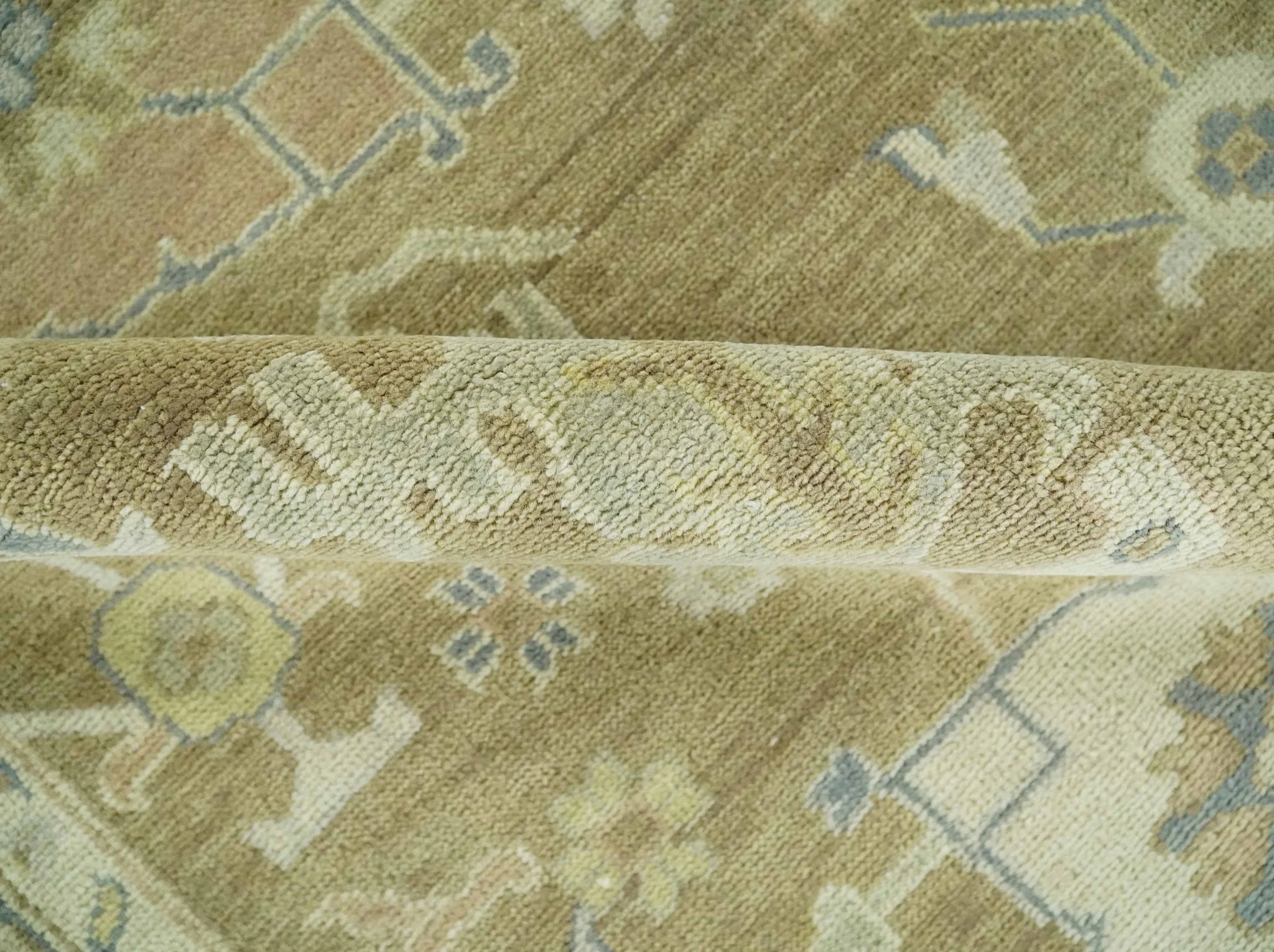 Antique Brown, Gray and Beige 8x10, 6x9 and 4x6 Hand Knotted Traditional Persian Oushak Wool Rug | AC2 - Image 6
