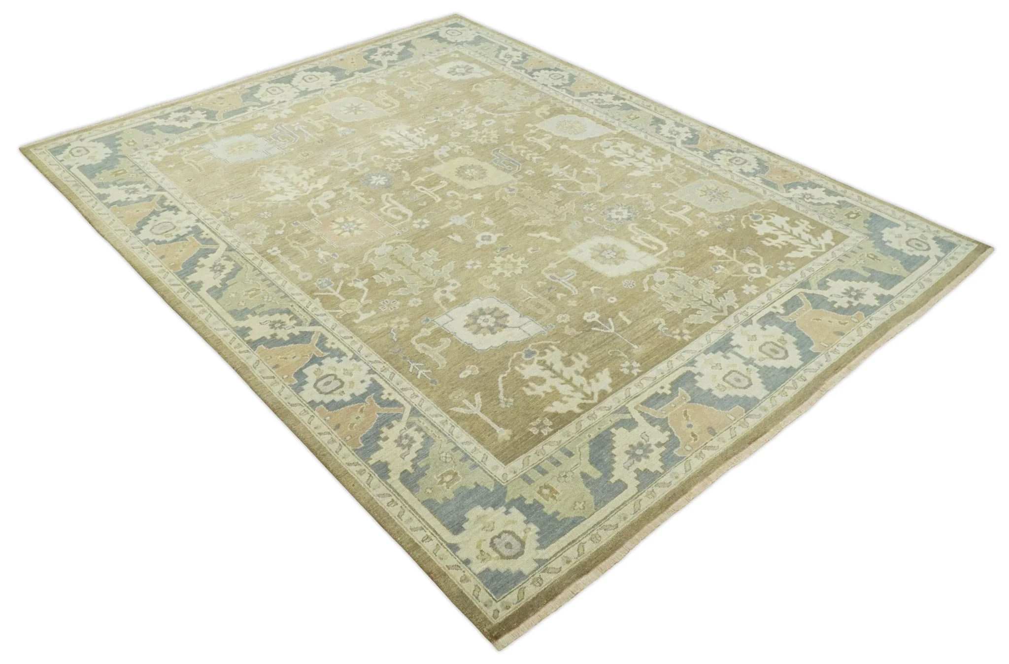Antique Brown, Gray and Beige 8x10, 6x9 and 4x6 Hand Knotted Traditional Persian Oushak Wool Rug | AC2 - Image 8
