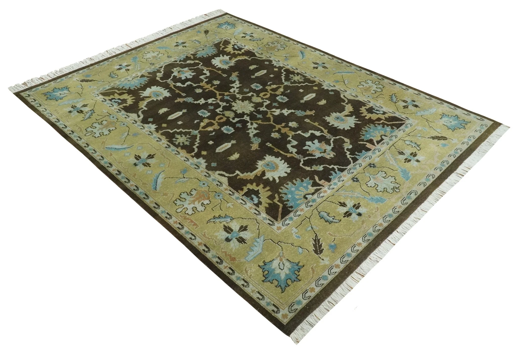 8x10 Hand Knotted Olive and Green Traditional Persian Oushak Wool Rug | AC3810 - Image 10