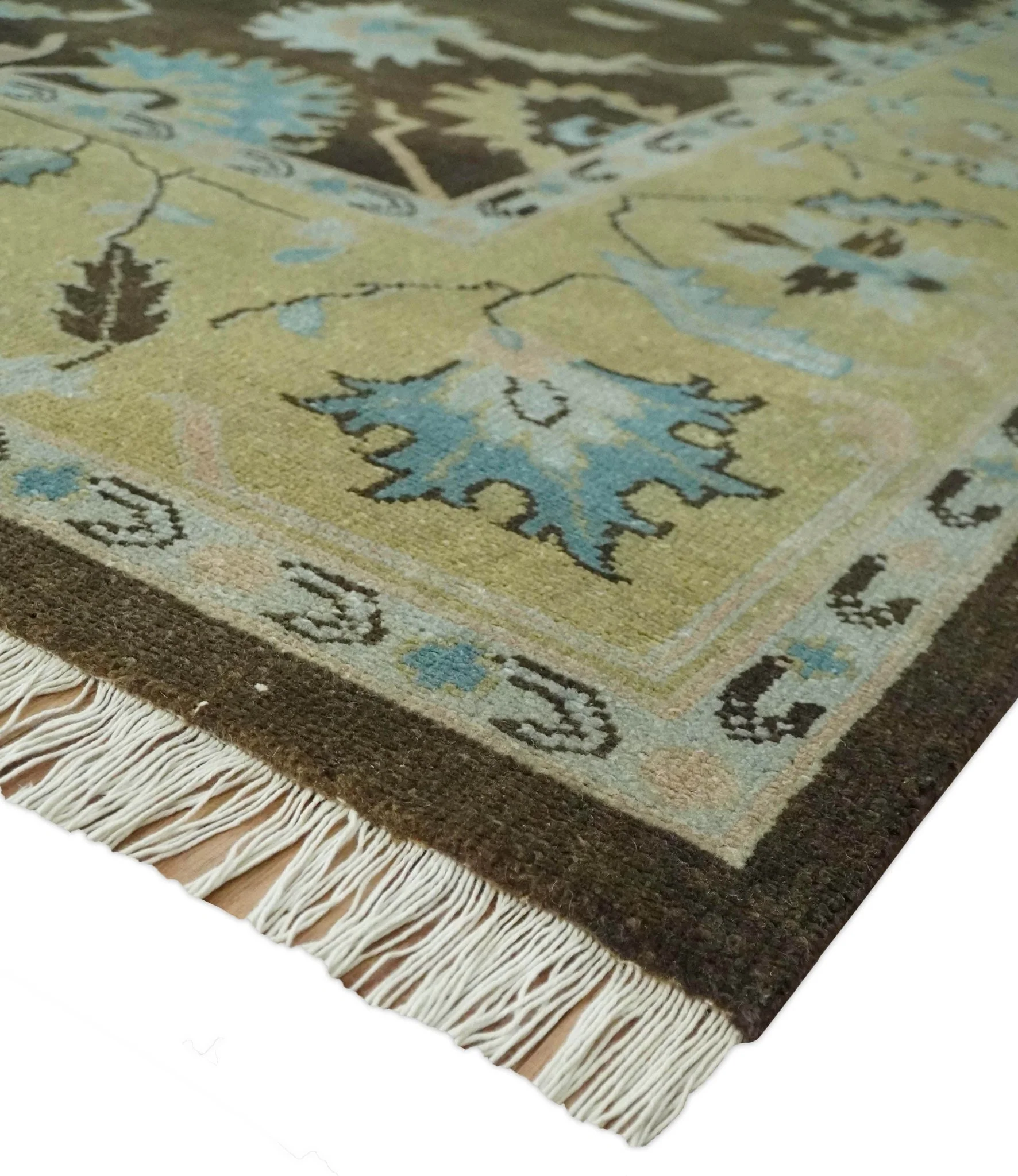 8x10 Hand Knotted Olive and Green Traditional Persian Oushak Wool Rug | AC3810 - Image 5