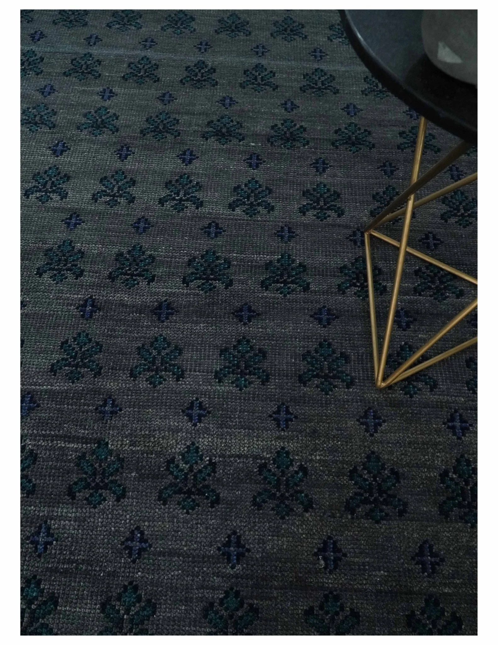 Gray and Blue Traditional Hand Knotted Antique Style low Pile Custom Made Wool Area Rug - Image 2
