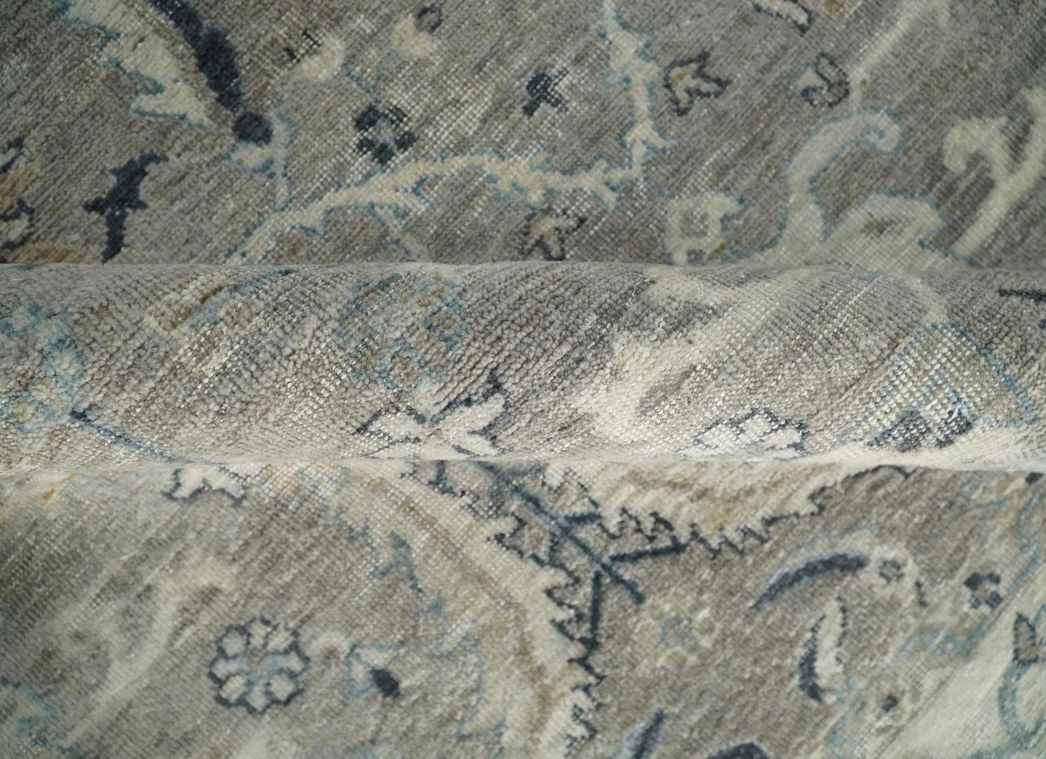 Custom Made Antique Distressed Brown and Beige Hand Knotted Traditional Oriental Oushak Wool Area Rug - Image 6