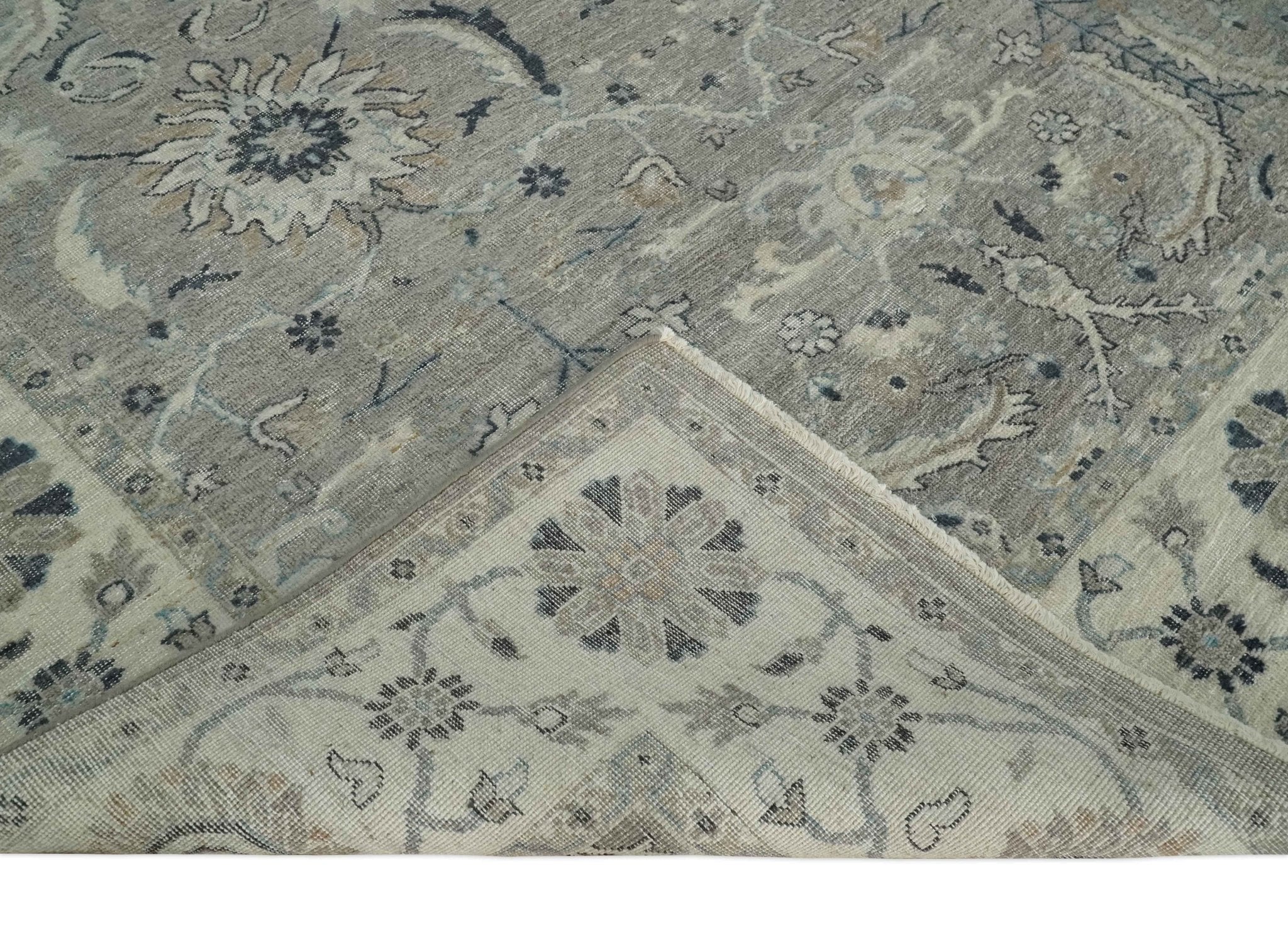 Custom Made Antique Distressed Brown and Beige Hand Knotted Traditional Oriental Oushak Wool Area Rug - Image 7