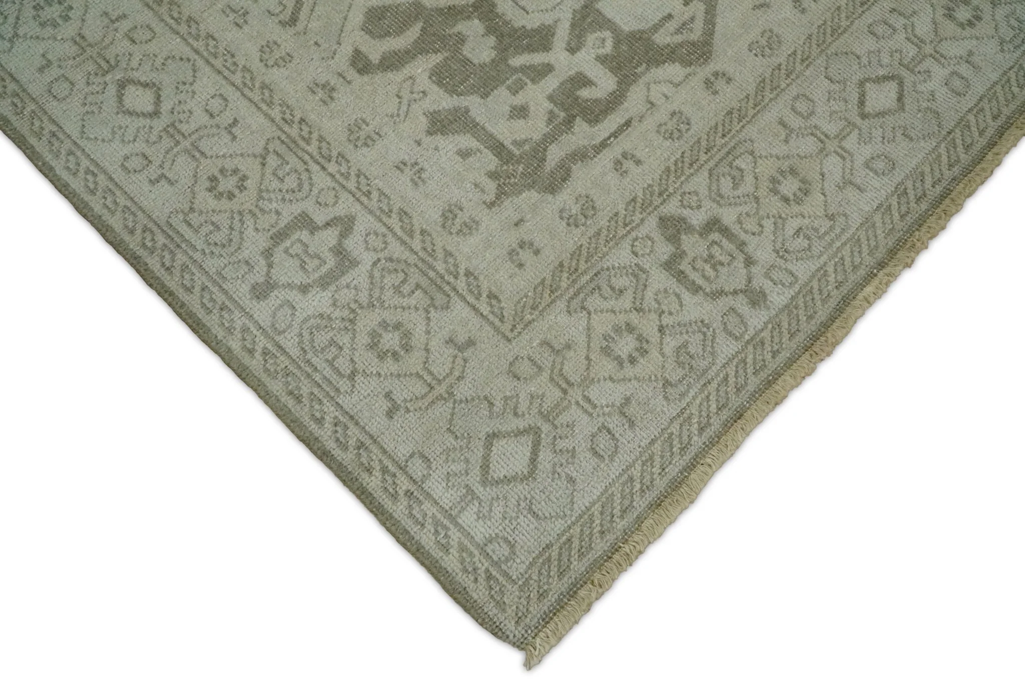8x10, 9x12 and 10x14 Brown and Beige Hand Knotted Wool Low Pile Vintage Area Rug | AIN3 - Image 8