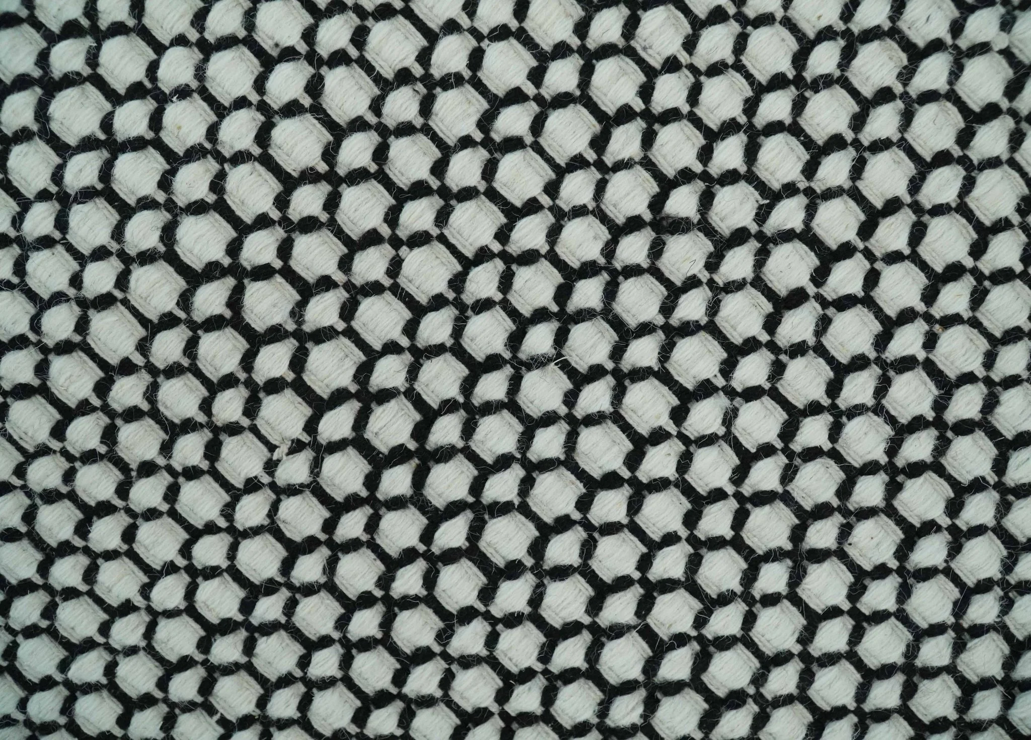 8x10 and 9x12 Flatwoven Dhurrie Modern Checkered Black and Ivory Wool Area Rug, Layering Rug | TRDCP831 - Image 2
