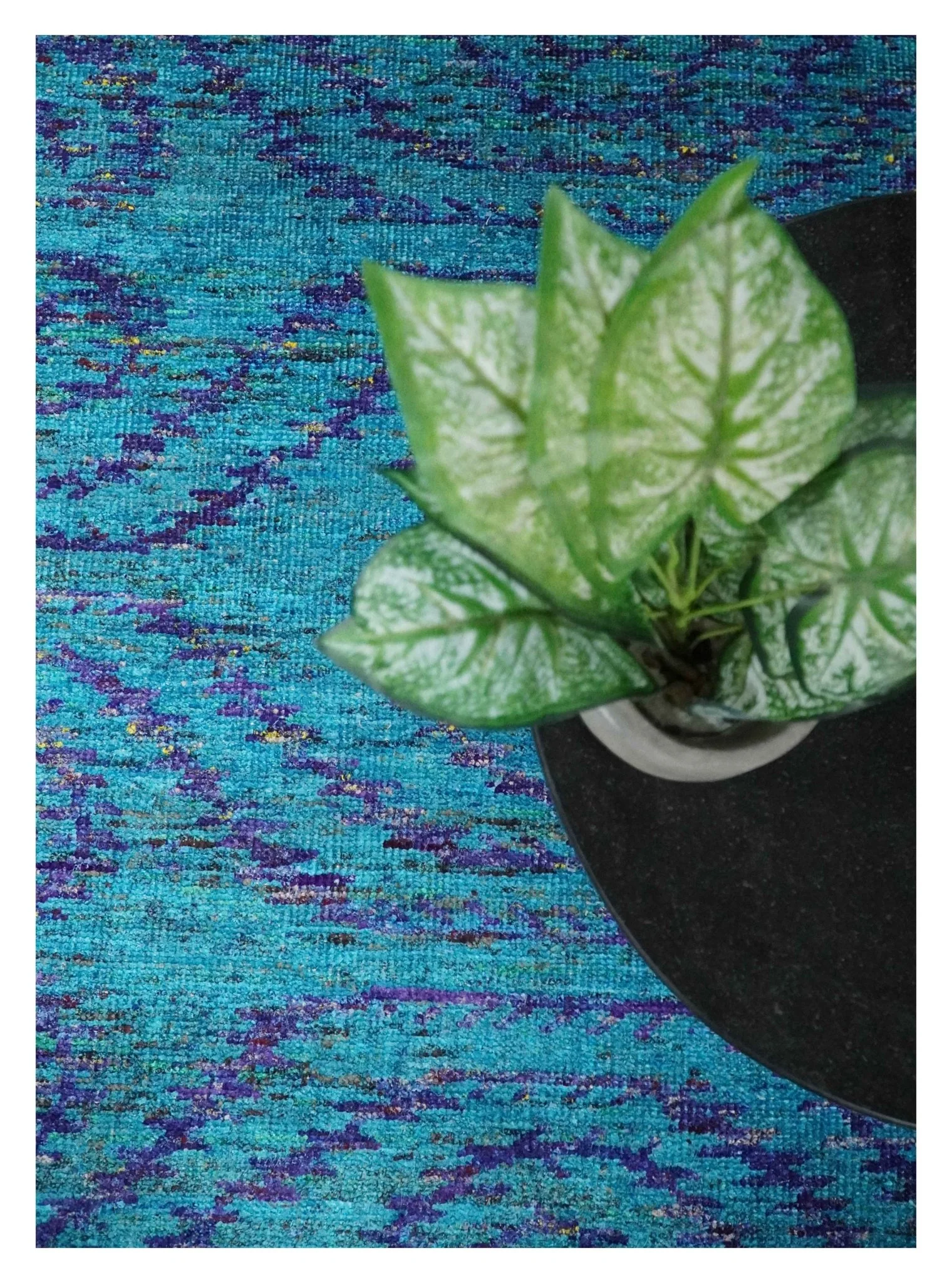8x10 and 9x12 Hand Knotted Teal Blue and Violet Modern Contemporary Southwestern Tribal Trellis Recycled Silk Area Rug | OP10 - Image 7
