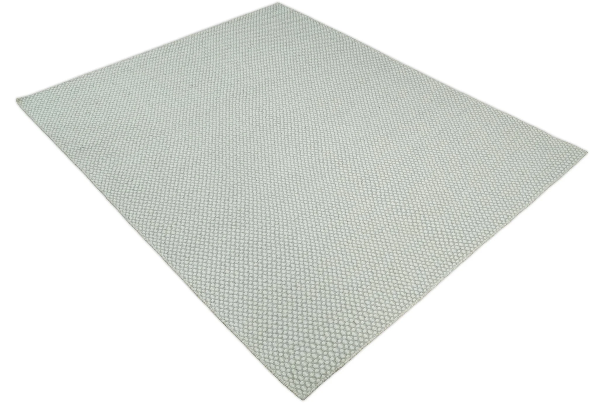 Flatwoven Dhurrie 8x10 and 9x12 Modern Checkered Beige and Ivory Wool Area Rug, Layering Rug | TRDCP830 - Image 10