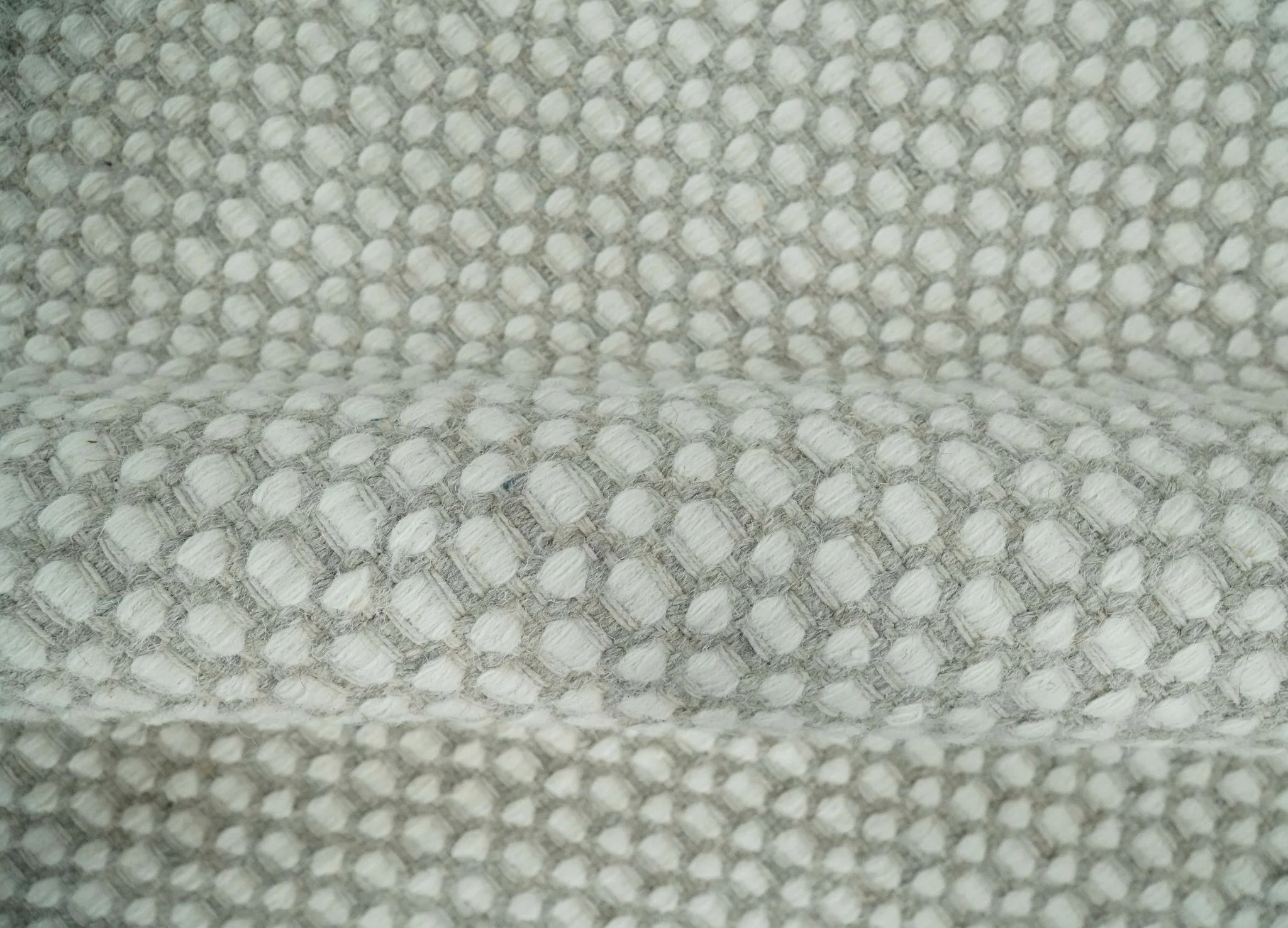 Flatwoven Dhurrie 8x10 and 9x12 Modern Checkered Beige and Ivory Wool Area Rug, Layering Rug | TRDCP830 - Image 6