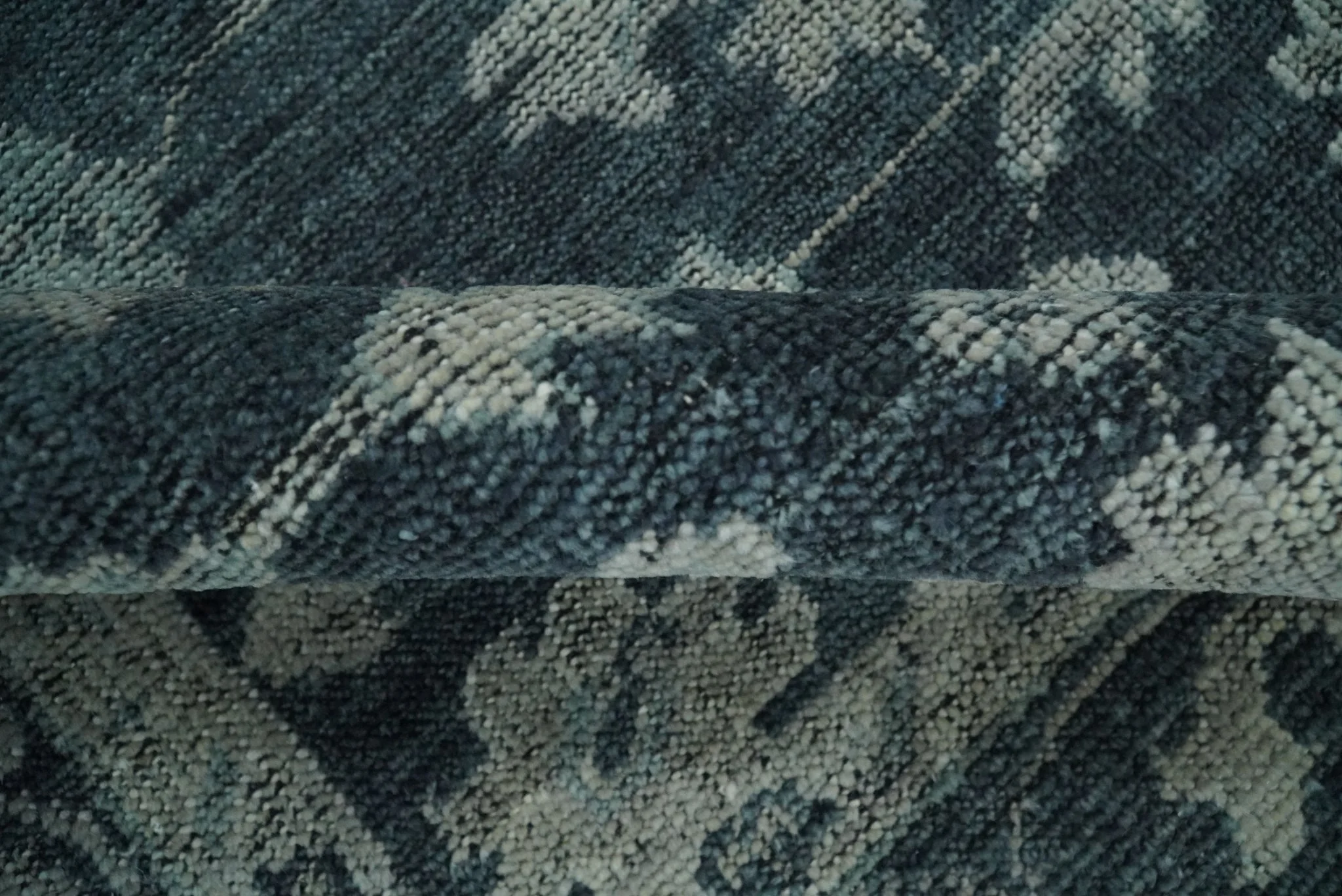 Antique Floral Distressed finished Hand Knotted Serapi Dark Teal and Beige Custom Made wool Area Rug - Image 5