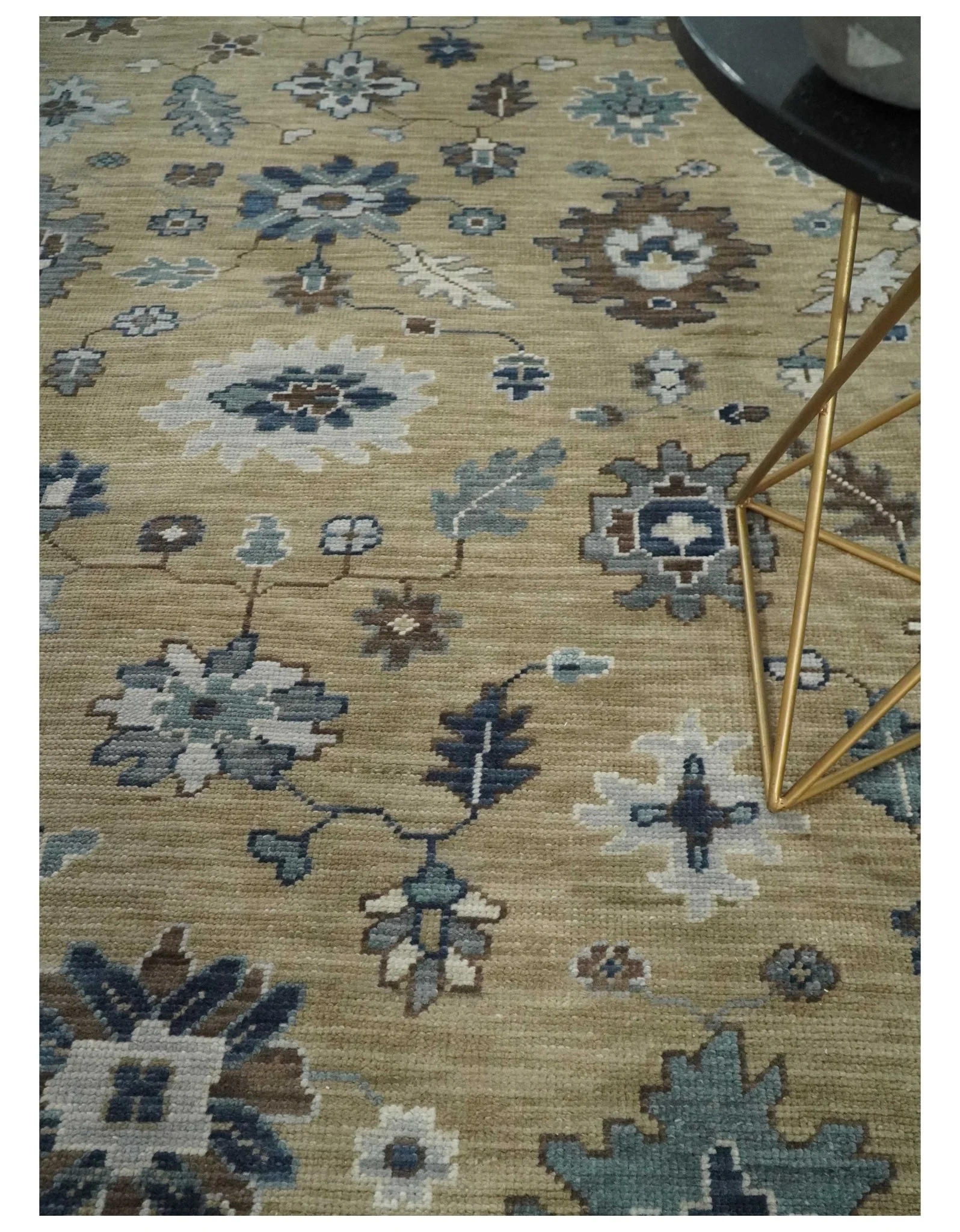 8x10 Traditional Beige and Gray Antique Style Floral Hand knotted Wool Area Rug - Image 2