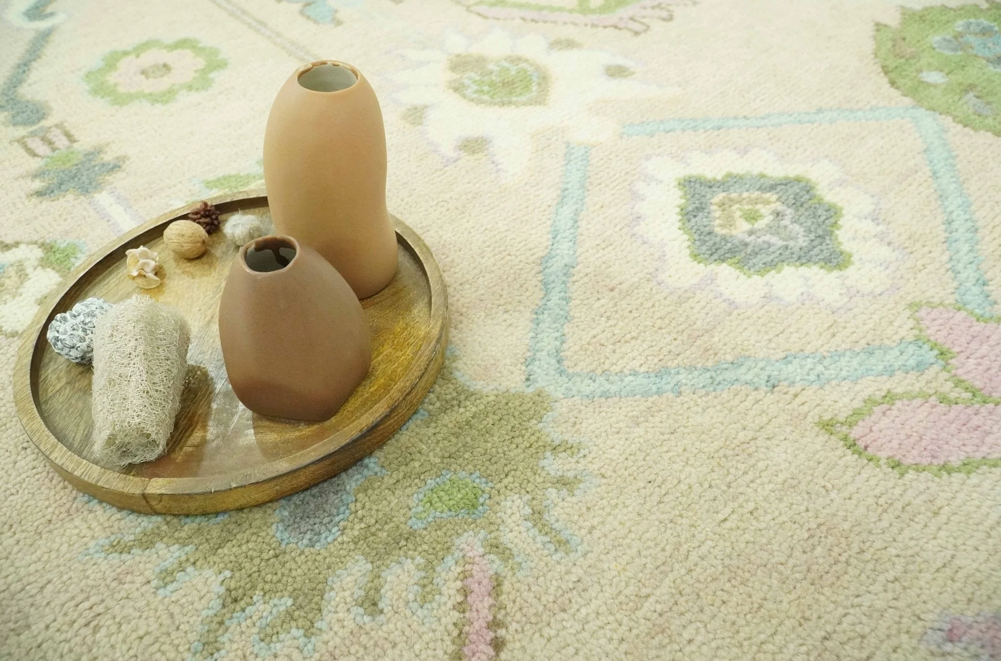 8x10 Beige and Green Hand Knotted Traditional Oriental Oushak wool area rug - Image 12