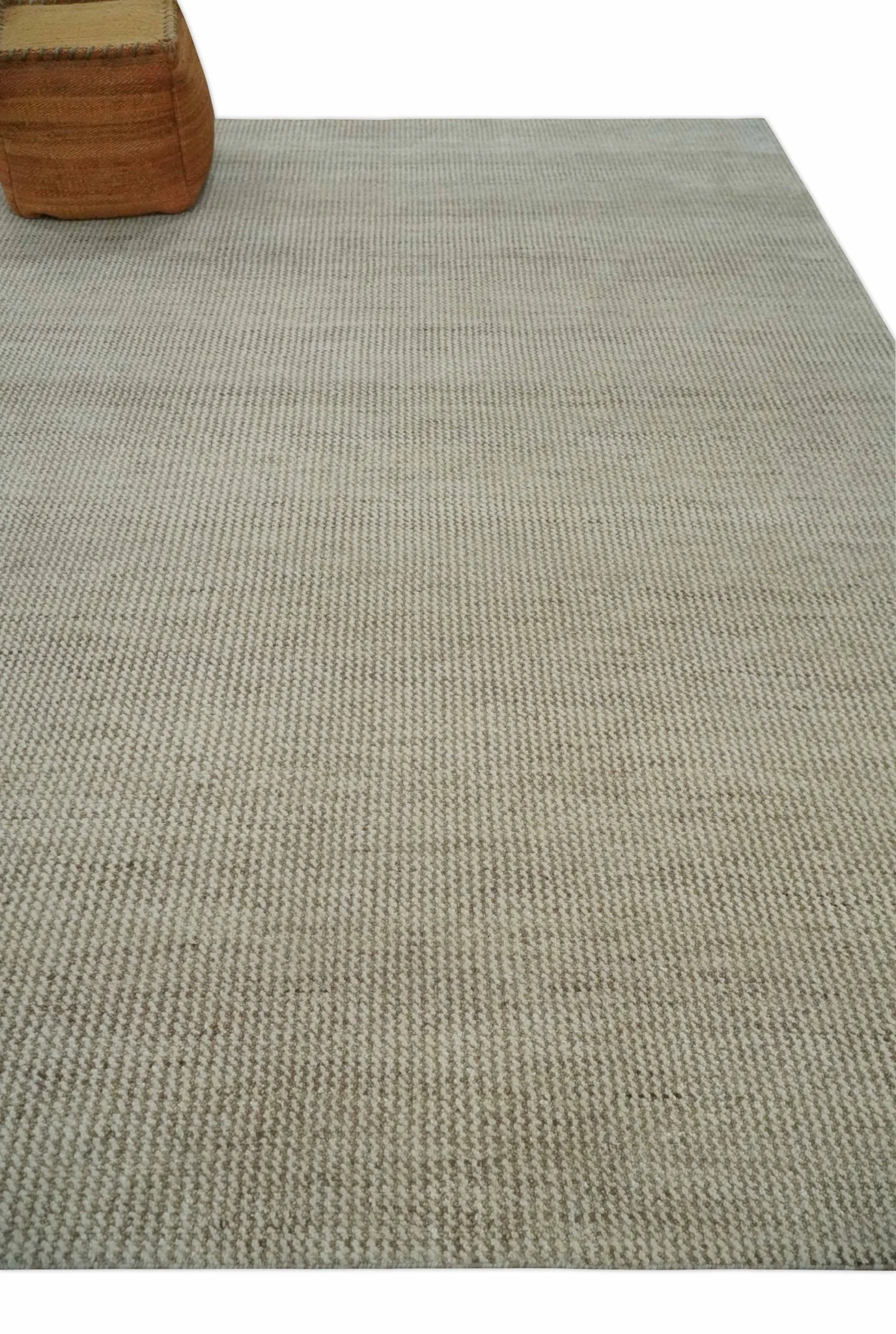 8x10 Beige and Ivory Hand Knotted Rug Contemporary area Rug - Image 3