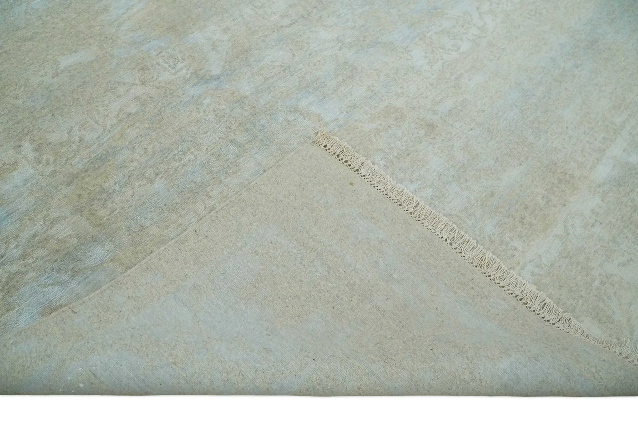 Fine Hand Knotted 8x10 Beige and Ivory Transitional Wool and Bamboo Silk Area Rug - Image 7
