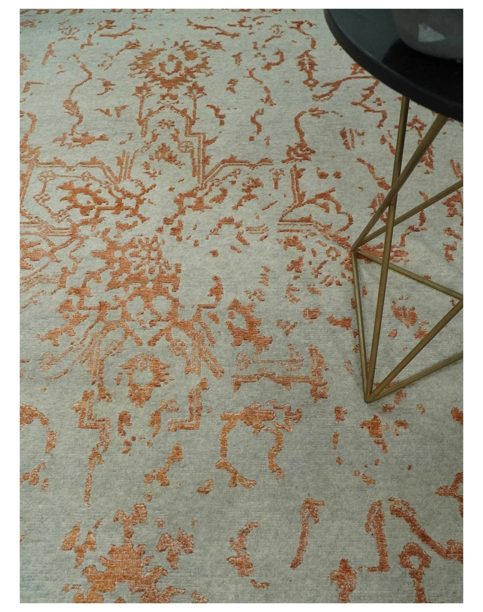 8x10 Beige and Peach Modern Abstract Hand Knotted Wool and Bamboo Silk Area Rug - Image 2