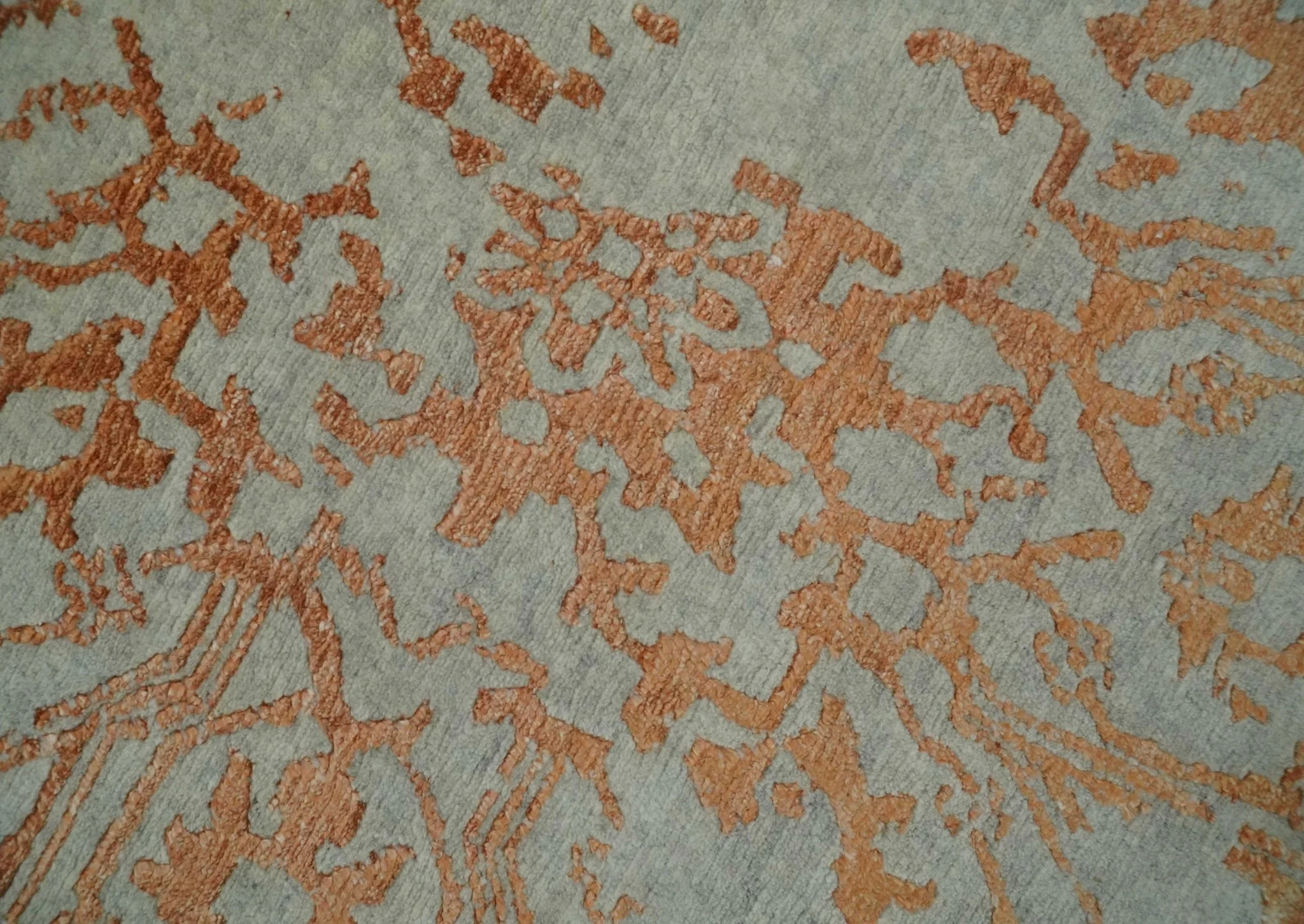 8x10 Beige and Peach Modern Abstract Hand Knotted Wool and Bamboo Silk Area Rug - Image 4