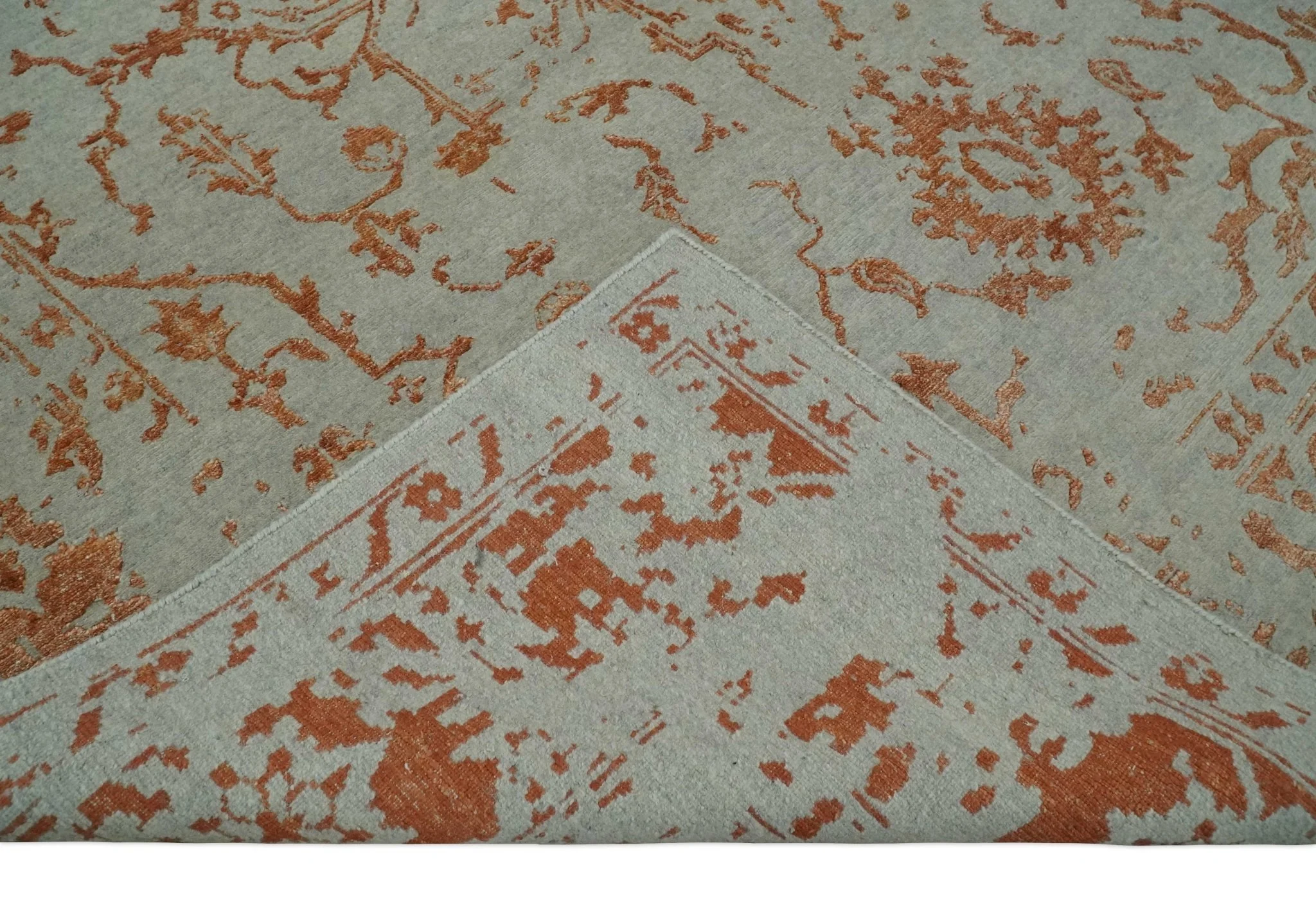 8x10 Beige and Peach Modern Abstract Hand Knotted Wool and Bamboo Silk Area Rug - Image 7