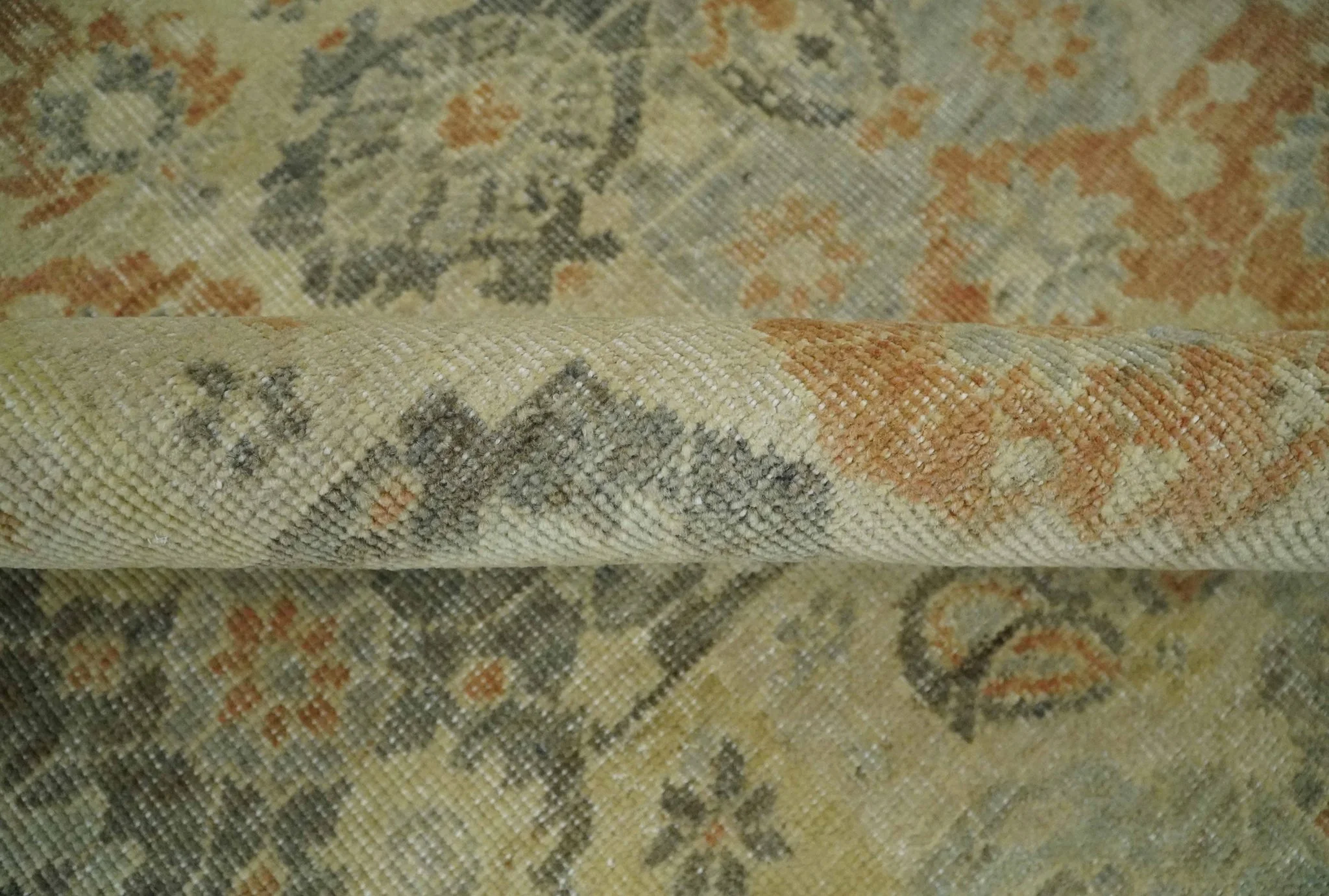 Beige and Rust 8x10 Textured Low Pile Hand Knotted Traditional Wool Area Rug - Image 8