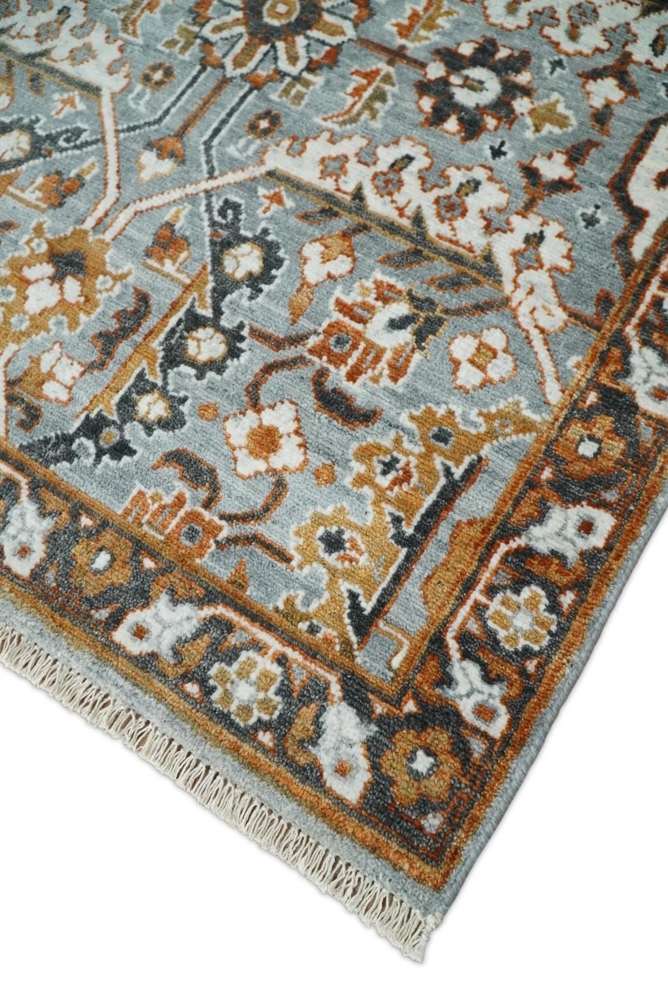 8x10 Blue and Brown Bamboo Silk  Traditional Persian Antique Area Rug | TRDCP200810 - Image 5