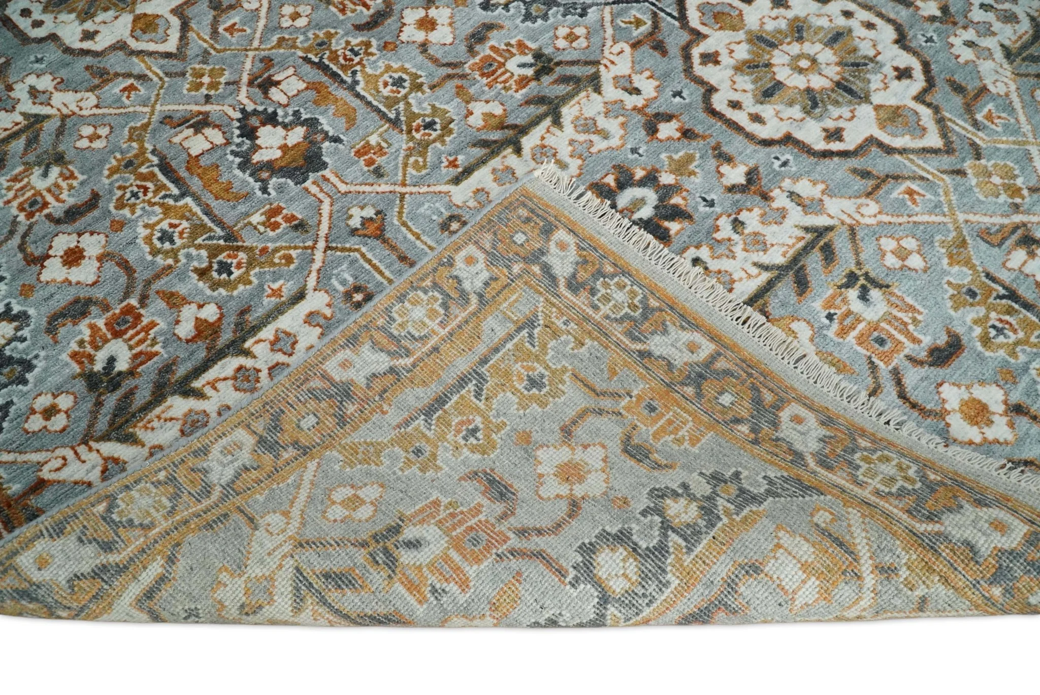 8x10 Blue and Brown Bamboo Silk  Traditional Persian Antique Area Rug | TRDCP200810 - Image 7