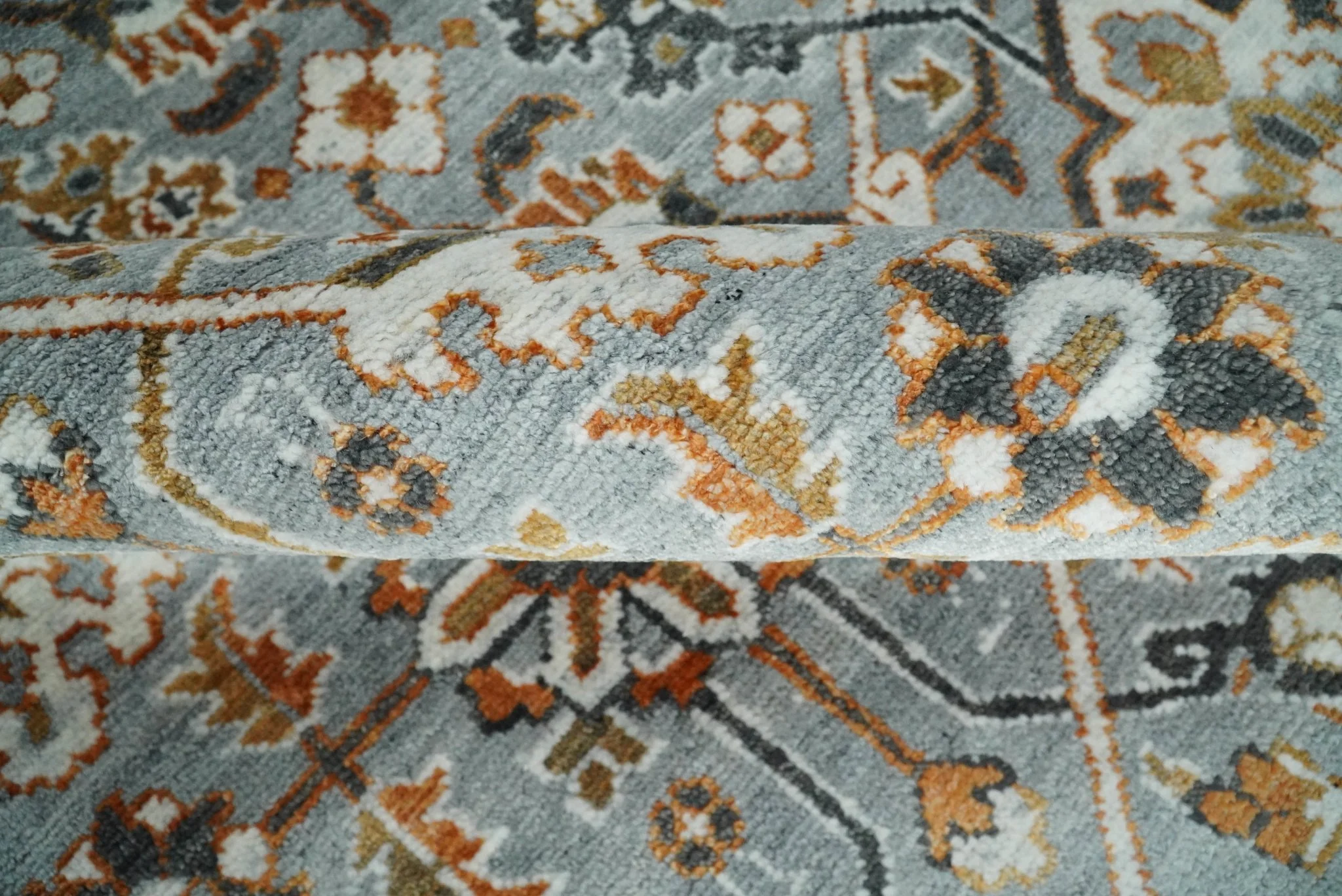 8x10 Blue and Brown Bamboo Silk  Traditional Persian Antique Area Rug | TRDCP200810 - Image 8