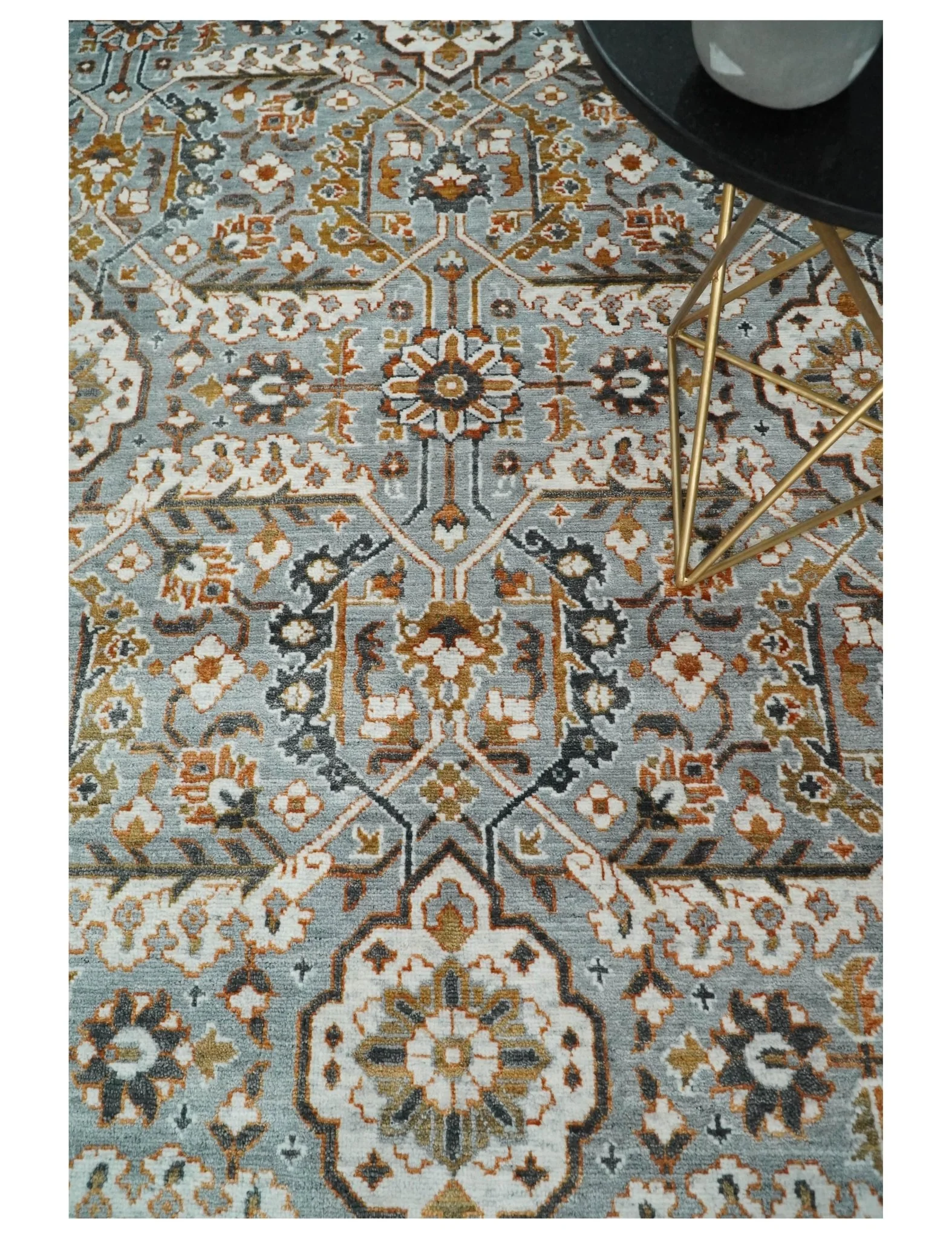8x10 Blue and Brown Bamboo Silk  Traditional Persian Antique Area Rug | TRDCP200810 - Image 9