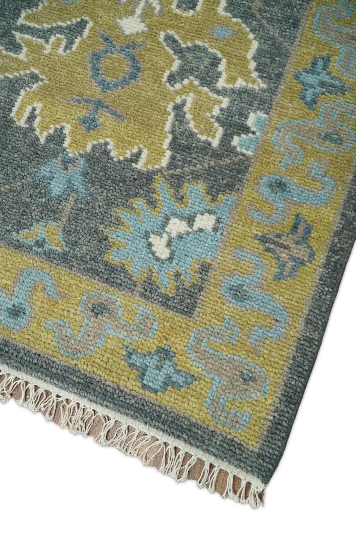 8x10 Blue and Brown Traditional Persian Hand knotted Antique Vintage Persian Oushak Area Rug | TRD49673 - Image 5